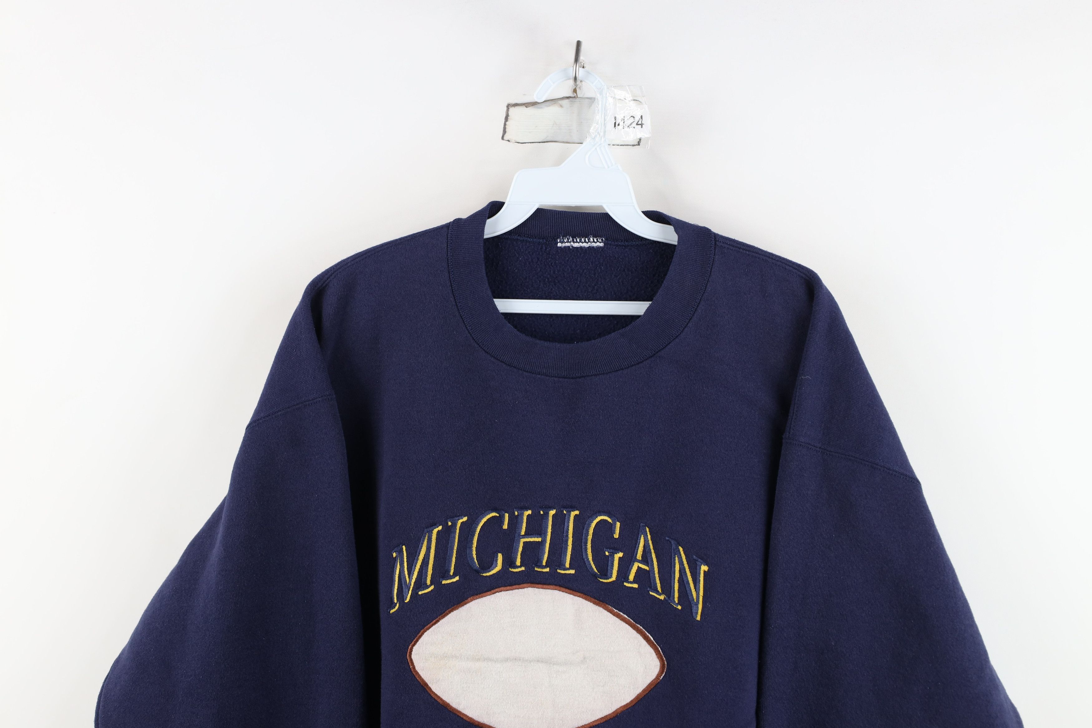 Vintage Vintage 90s University of Michigan Football Sweatshirt Blue Size US L / EU 52-54 / 3 - 2 Thumbnail