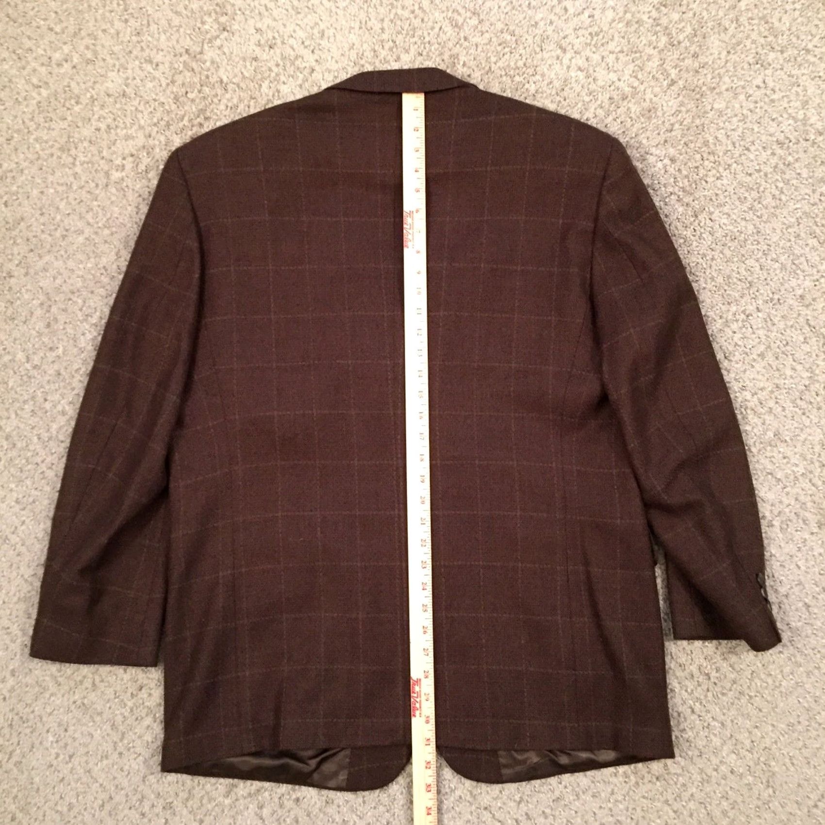 Stafford Stafford Mens Sport Coat Brown Check Wool 3-Button Single-Breasted Regular 44 Jacket Blazer, Notch Lapel, 2 Piece, Business, Wool, Size 44, Adult Mens Size 44R - 7 Thumbnail