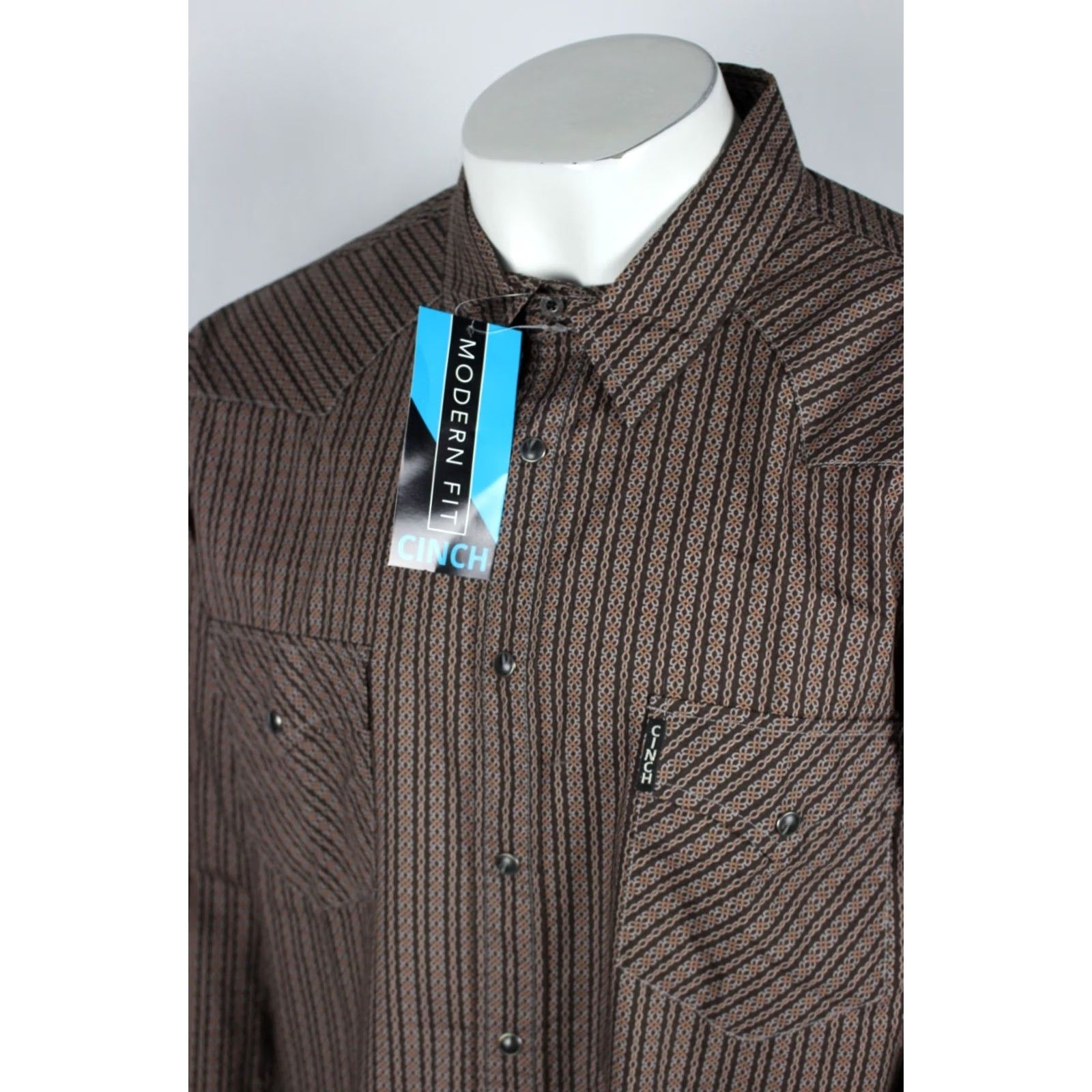 Vintage Cinch Men's Modern Fit Western Snap Button Shirt Long Sleeve XXL Brown Geo Size US XXL / EU 58 / 5 - 5 Thumbnail