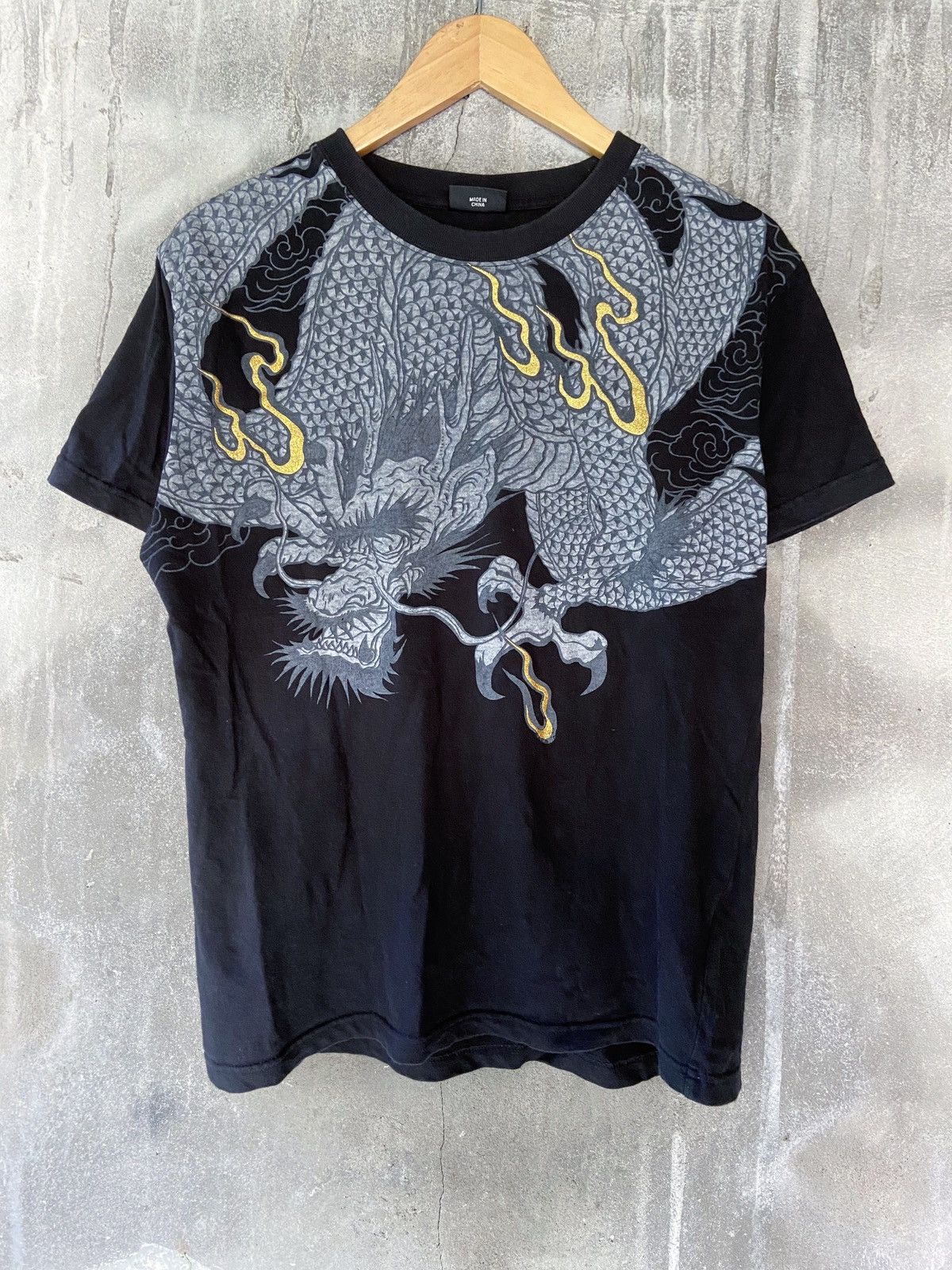 image of Beauty Beast x If Six Was Nine Bullet Noise Dragon Printed Tee Shirt in Black, Men's (Size Medium)