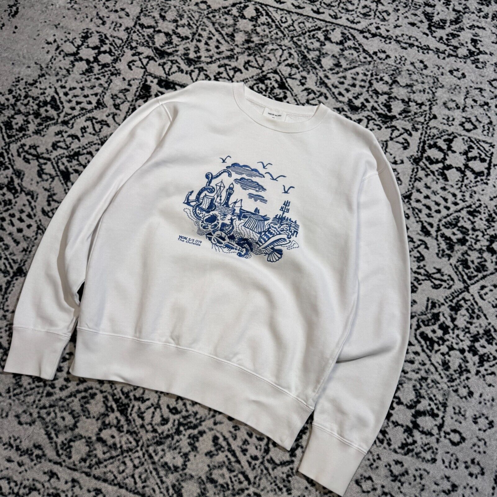 Vintage Vintage Wood White Cotton Crewneck Size S 90s Art Archive Size US S / EU 44-46 / 1 - 2 Thumbnail