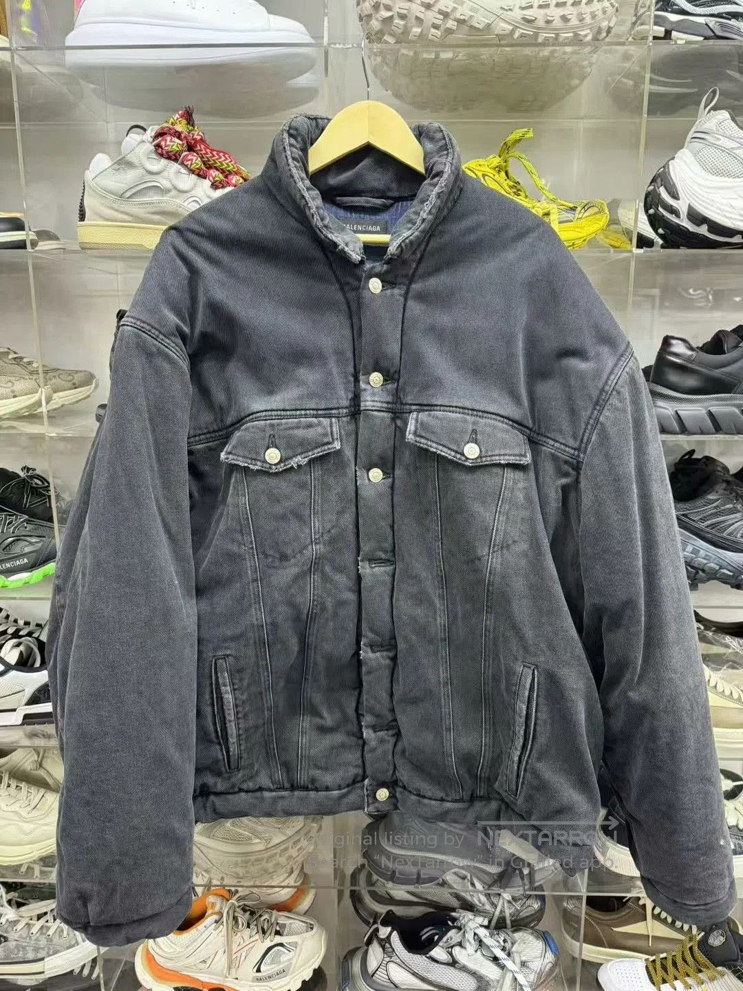 balenciaga color-block oversized denim jacket.