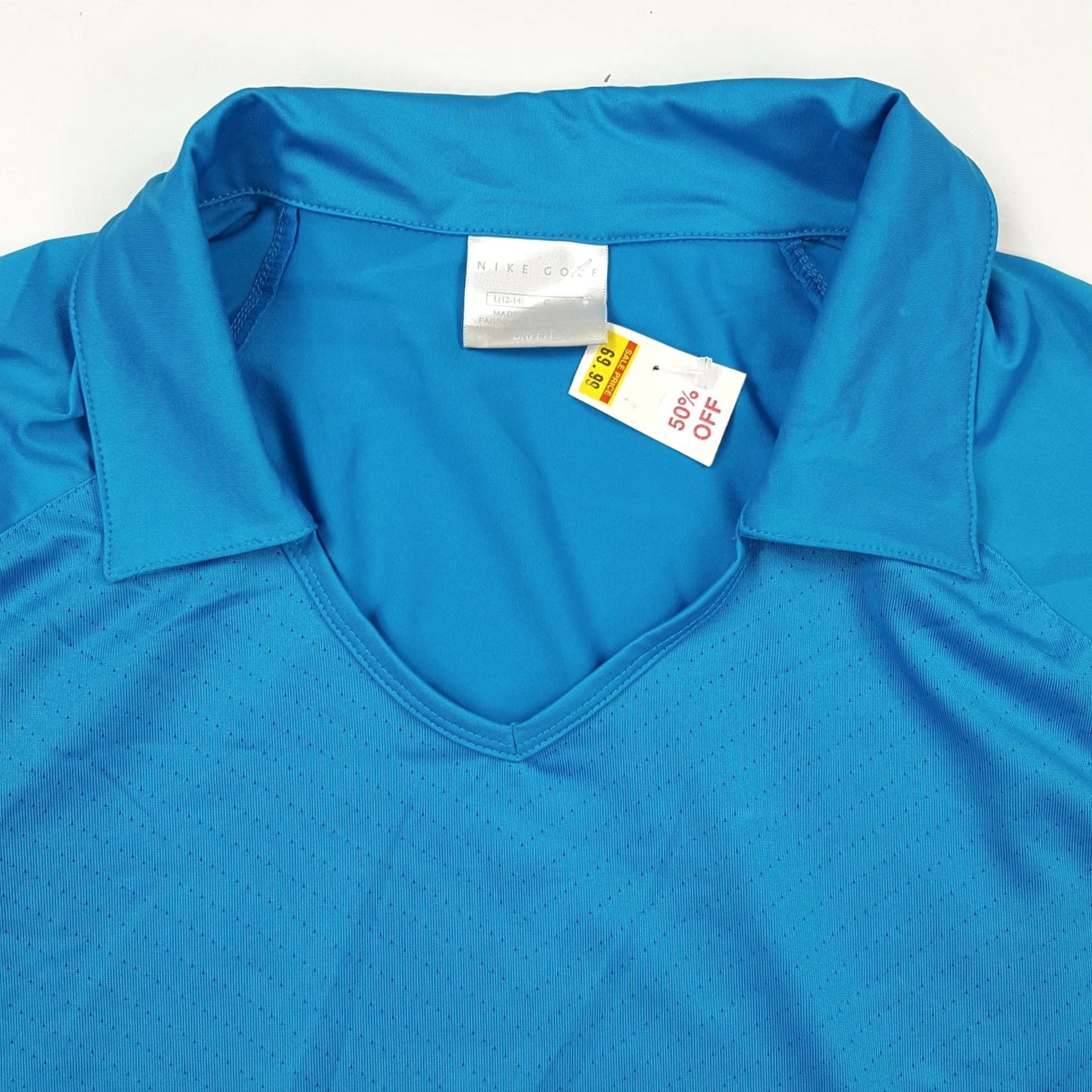 Nike VINTAGE Nike Golf Blue Polyester Women's Large Athletic Collared T Shirt Top Size L / US 10 / IT 46 - 2 Thumbnail