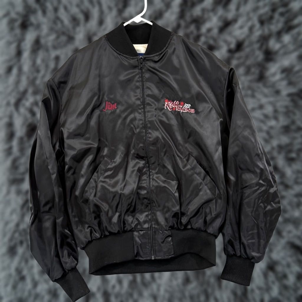 Holloway VINTAGE Holloway Jacket Motorcycle XL Black 80s Racing USA Mens Satin Bomber Size US XL / EU 56 / 4 - 1 Thumbnail