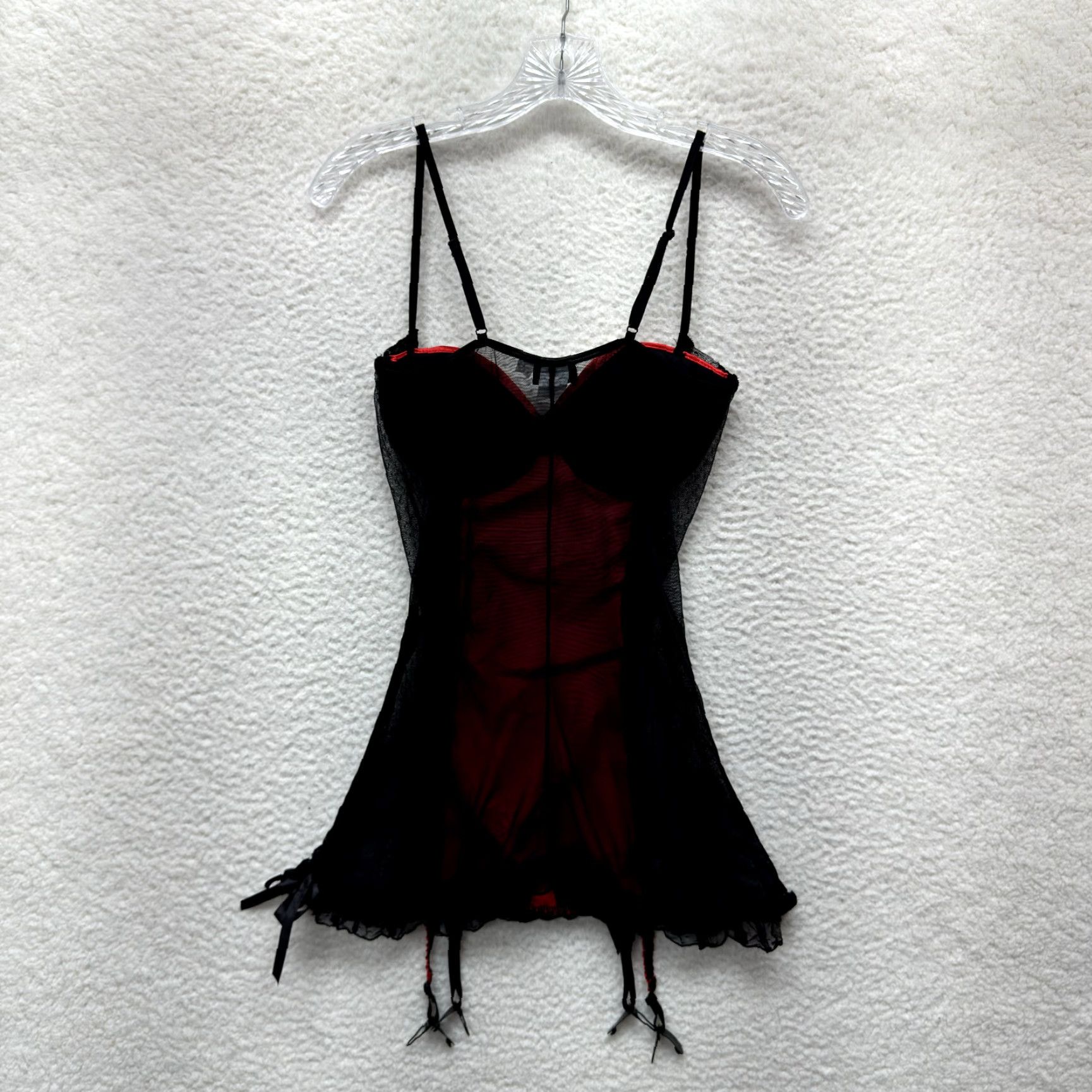 Vintage VINTAGE Dreamgirl Slip Dress L Red Black Lace Goth Whimsigoth Victorian Size L / US 10 / IT 46 - 2 Thumbnail