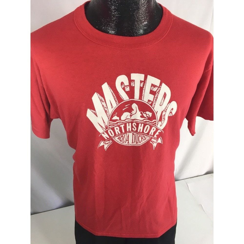 Russell Athletic Vtg Russell AQUA DUCKS Swimming Masters 50/50 T Shirt Size US L / EU 52-54 / 3 - 1 Thumbnail