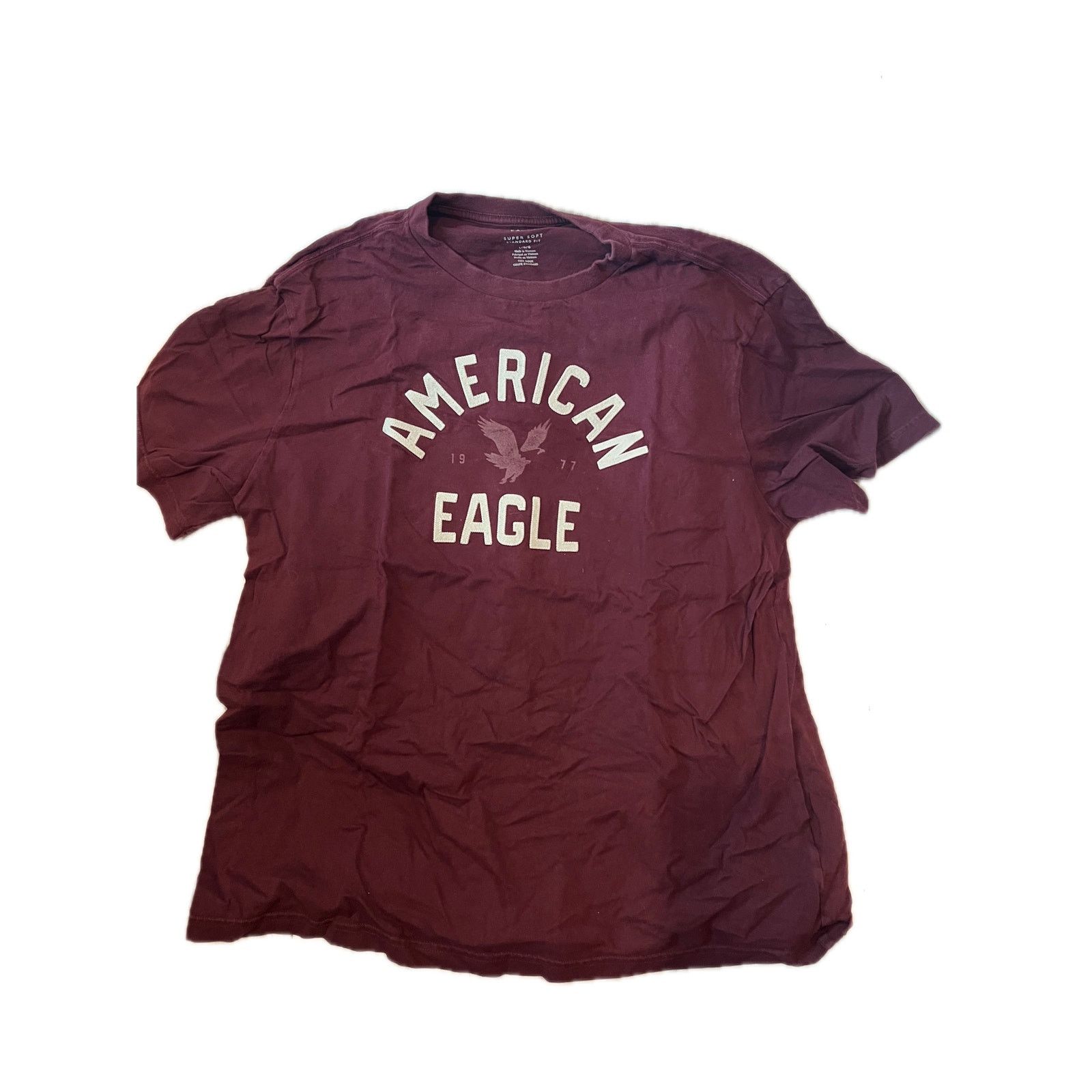 American Eagle Outfitters American Eagle Burgundy Super Soft T-Shirt Mens L Size US L / EU 52-54 / 3 - 1 Thumbnail