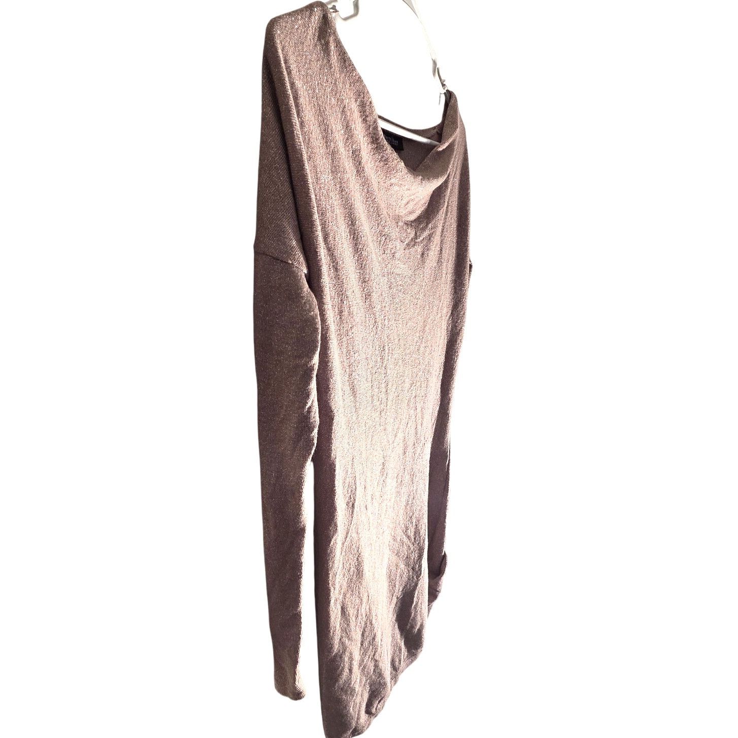 White House Black Market WHBM XS Drape Neck Gold Shimmer Metallic Tunic Sweater Dress Size XS / US 0-2 / IT 36-38 - 7 Thumbnail