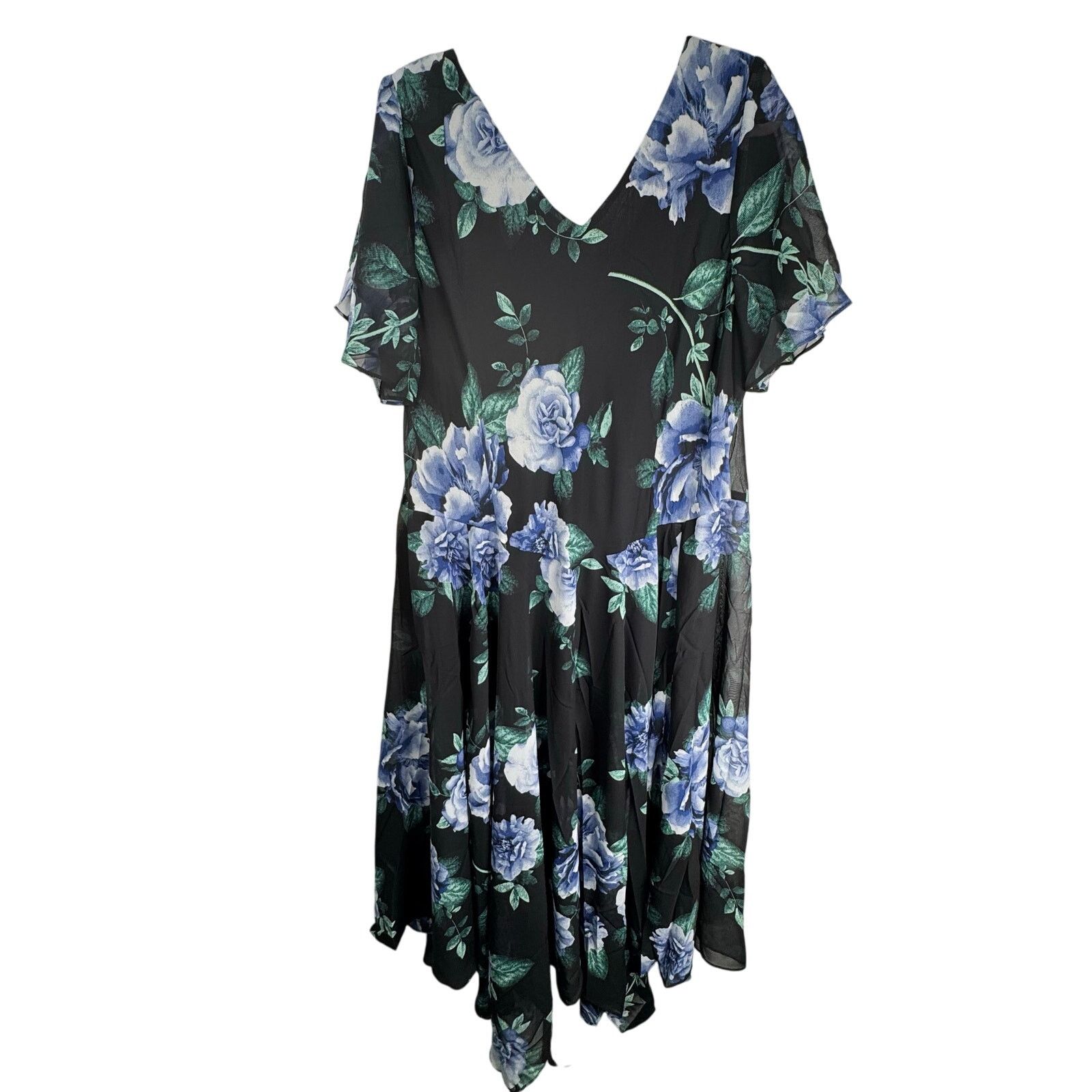 Other NWT Roaman's Black Blue Floral Maxi Dress Formal Gown Sz 22 Size 3XL / US 20-22 - 5 Thumbnail
