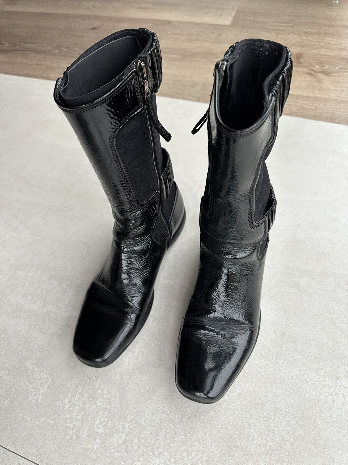 Prada Prada Vintage Linea Rossa Leather Ankle Boots Size US 5 / IT 35 - 2 Thumbnail
