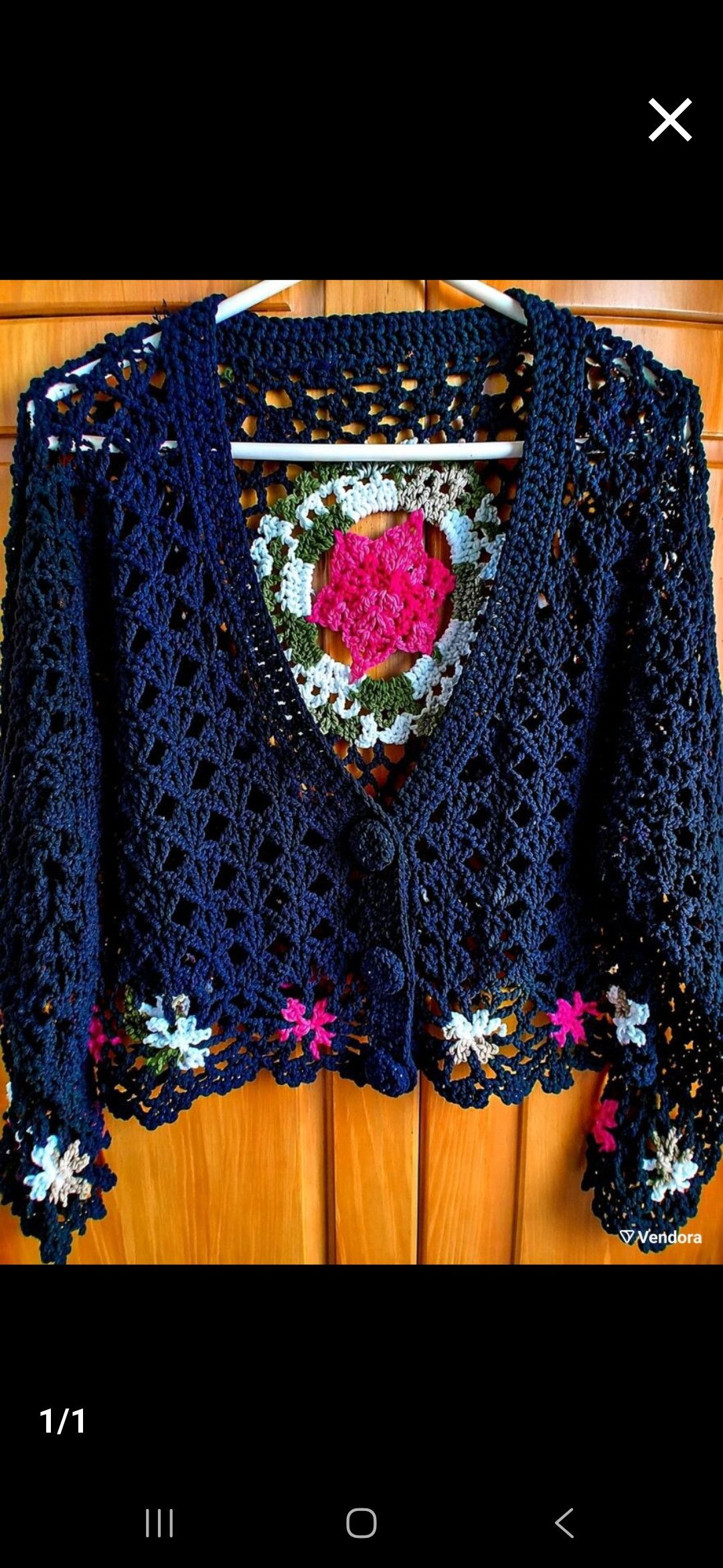 Homespun Knitwear Vintage Boho Daisy Crochet Knit Flare Cardigan Sweater S Size S / US 4 / IT 40 - 3 Thumbnail