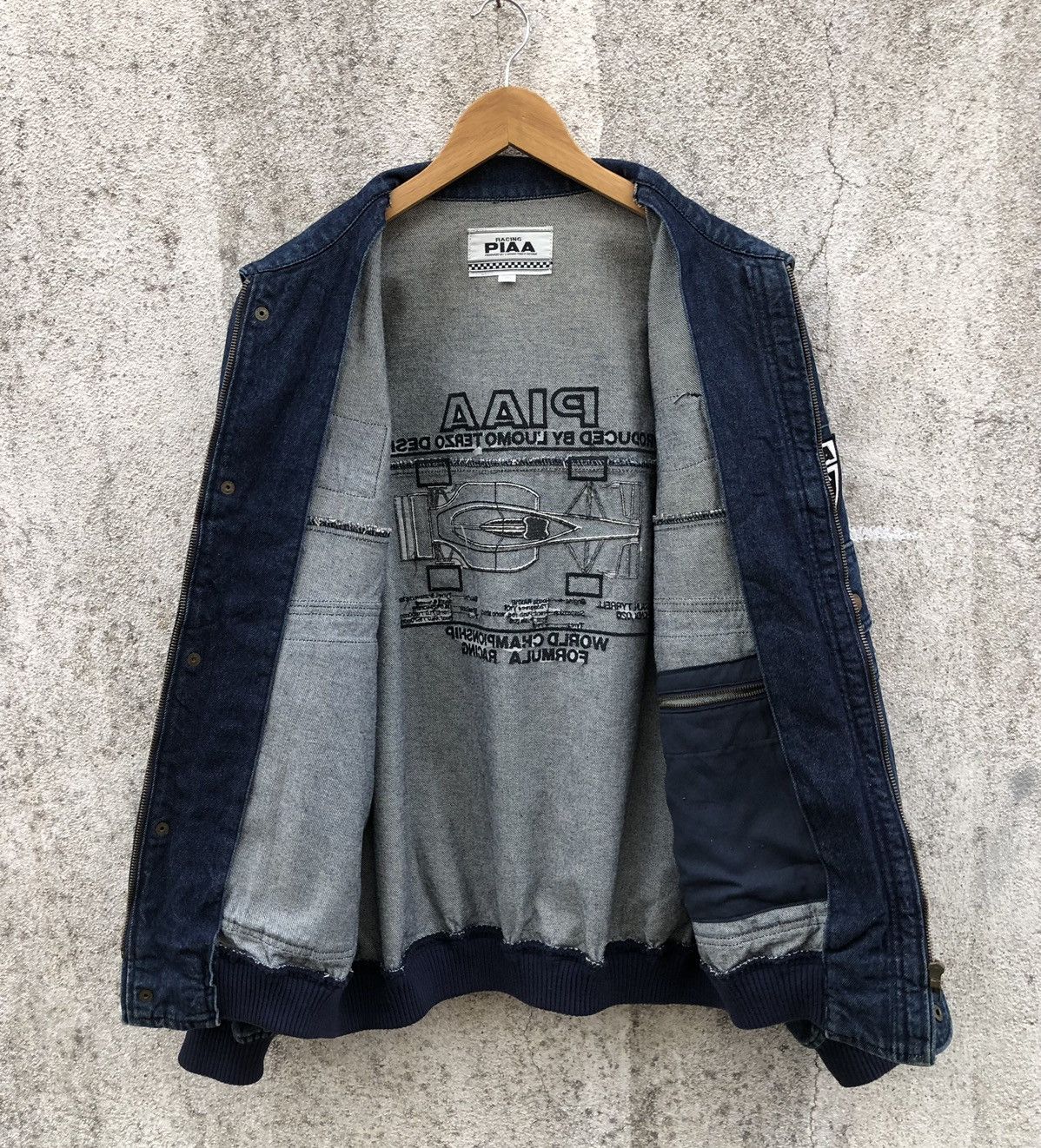 Sports Specialties Vintage PIAA RACING F-1 Denim Logo Jacket with Patch Size US XL / EU 56 / 4 - 15 Thumbnail