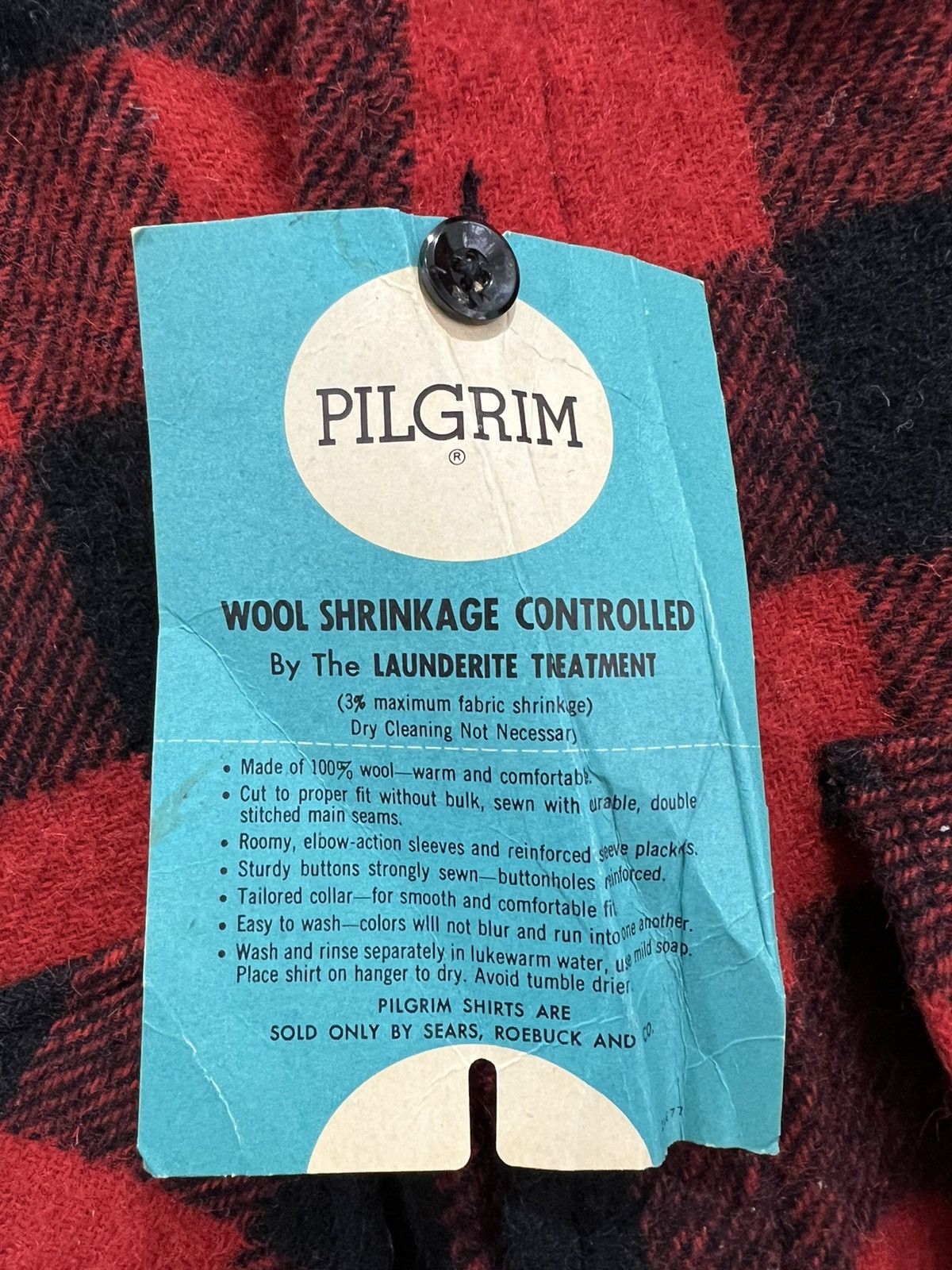 Vintage Vtg 1950s 60s Pilgrim Button Up Shirt Buffalo Plaid with tag Size US L / EU 52-54 / 3 - 3 Thumbnail