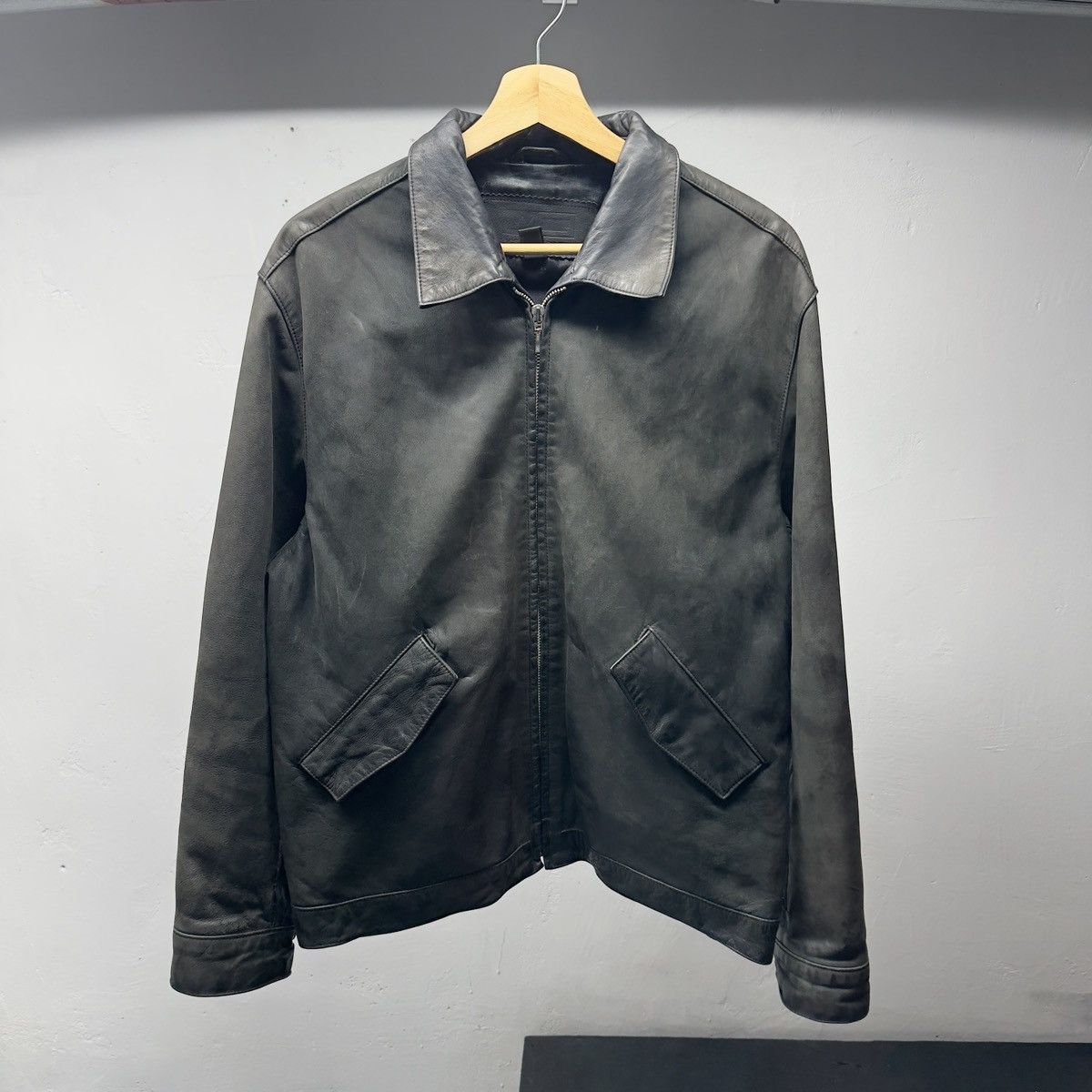Vintage Vintage Faded Black Leather Blouson Jacket ERD Grunge Chrome Size US L / EU 52-54 / 3 - 15 Thumbnail