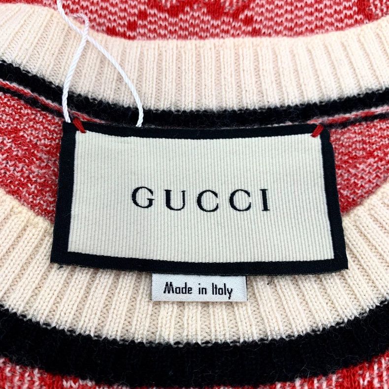 Gucci Gucci Red logo old flower full print wool round neck knitte Size US XL / EU 56 / 4 - 5 Thumbnail