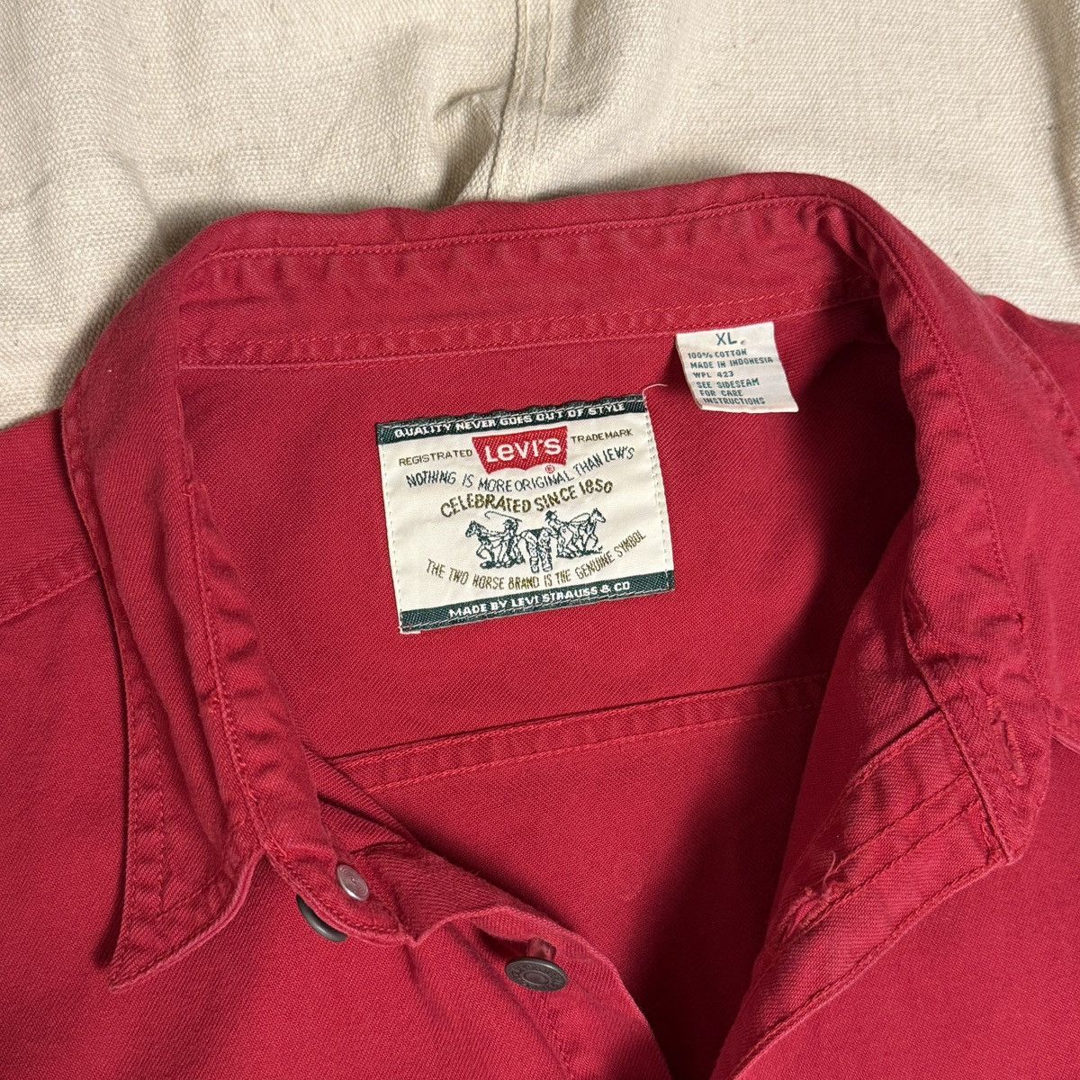 Levi's [Levi’s] 90’s Vintage Red Work Shirt Jacket Size US XL / EU 56 / 4 - 6 Thumbnail
