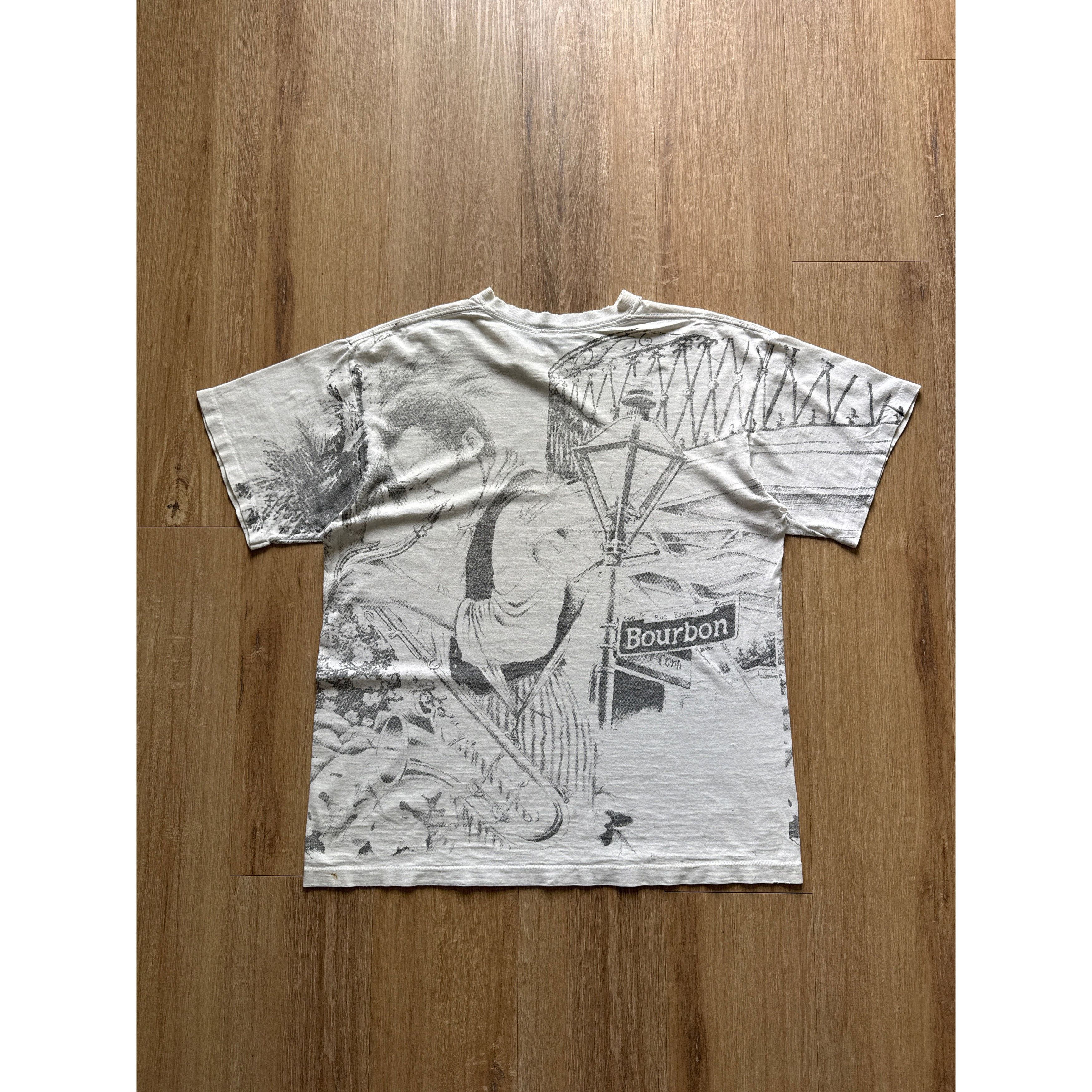 Vintage Vintage 90s Miles Davis New Orleans Jazz AOP Tee Size US XL / EU 56 / 4 - 5 Thumbnail