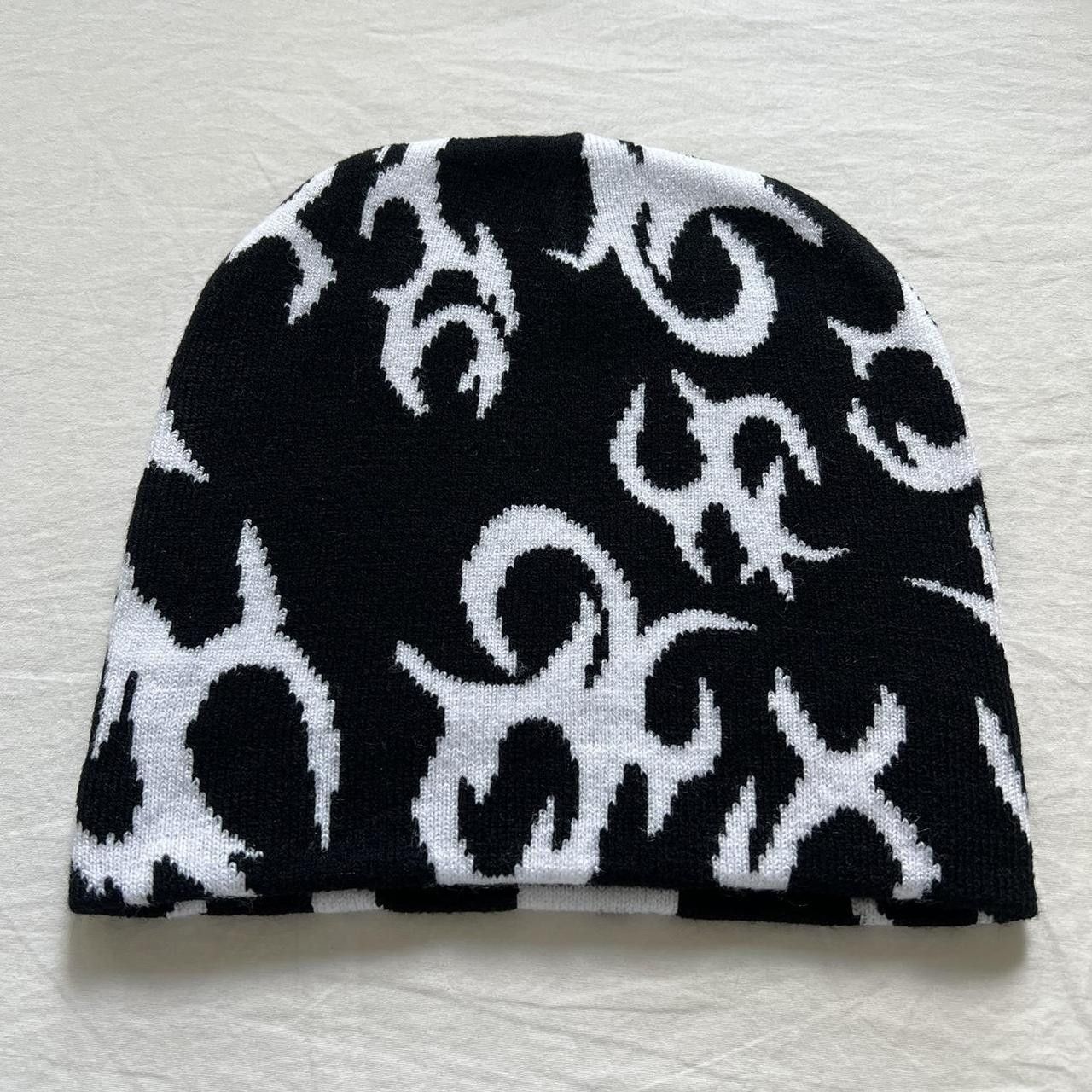 JNCO × Vintage y2k 2000s grunge emo black tribal fire affliction beanie Size ONE SIZE - 3 Thumbnail