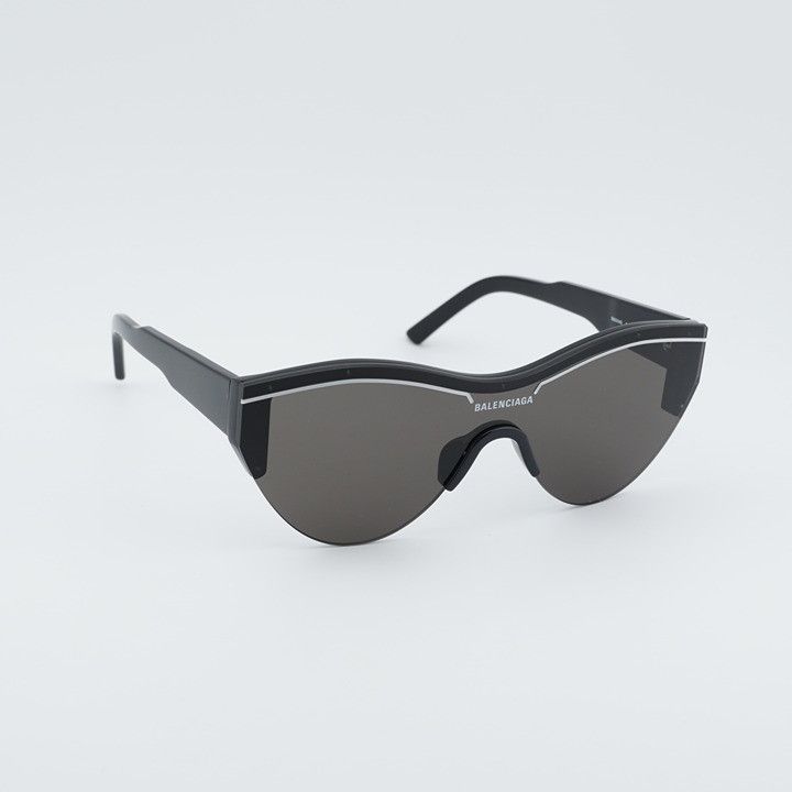 Balenciaga Balenciaga BB0004S 001 Semi Rim Sunglasses Black Shield Size ONE SIZE - 1 Thumbnail