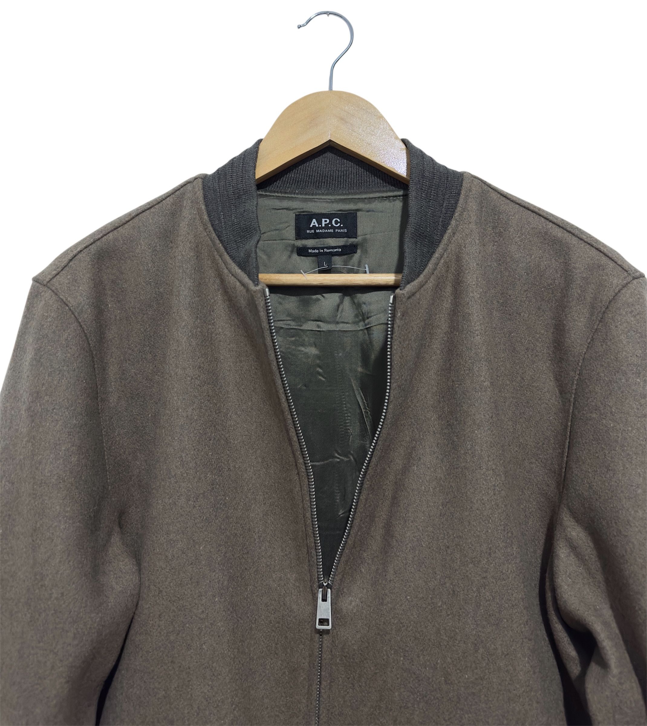A.P.C. Brown olive wool jacket Size US L / EU 52-54 / 3 - 3 Thumbnail