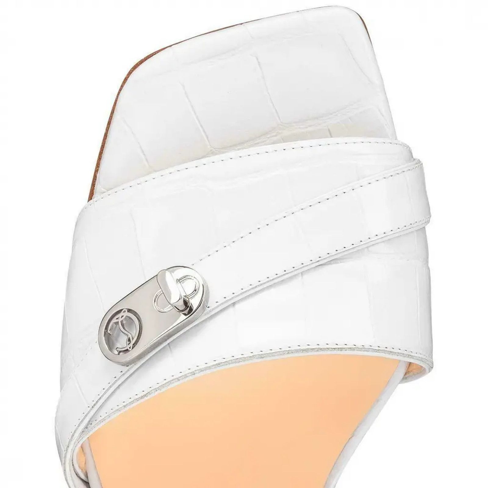 Christian Louboutin Lock Art 55 White Croc Block Heel Mule Slide Sandal Pump 36 Size US 6 / IT 36 - 6 Thumbnail
