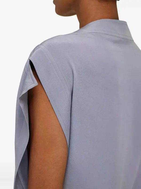 Salvatore Ferragamo o1s1rm0426 Gancio-detail Silk Dress in Grey Size M / US 6-8 / IT 42-44 - 4 Thumbnail