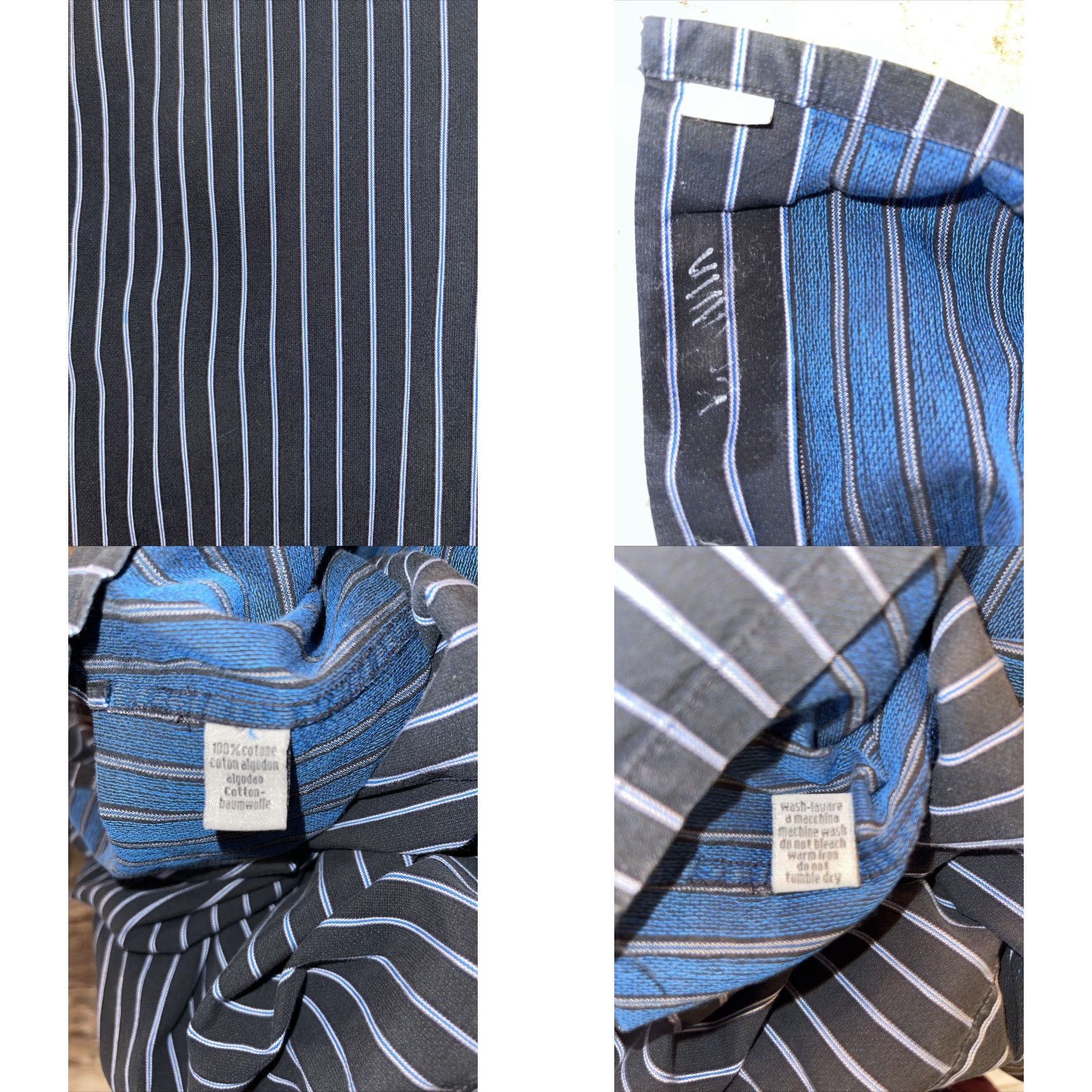 Luchiano Visconti VINTAGE Luchiano Visconti Dress Shirt Men’s XL Blue Striped French Cuff Cotton Shirt Size 46R - 10 Thumbnail