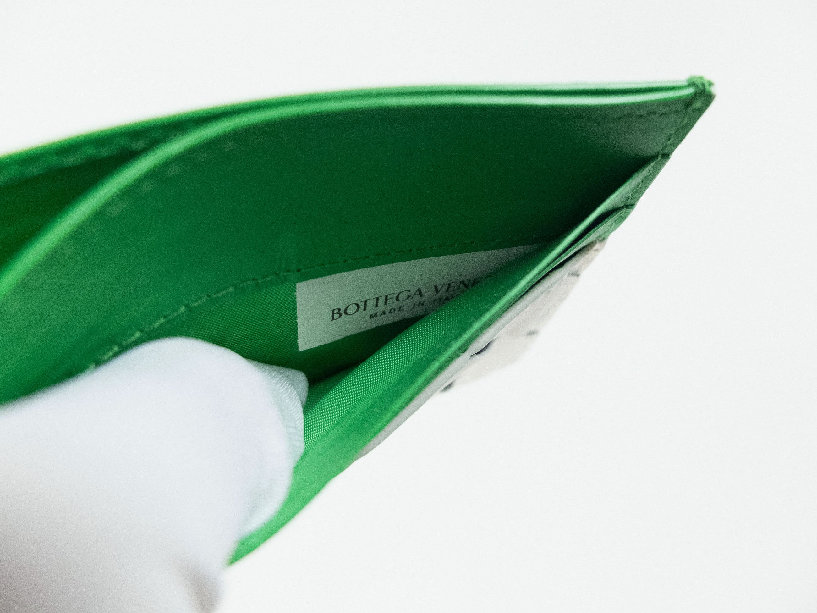 Bottega Veneta BOTTEGA VENETA white green woven leather card holder q Size ONE SIZE - 6 Thumbnail