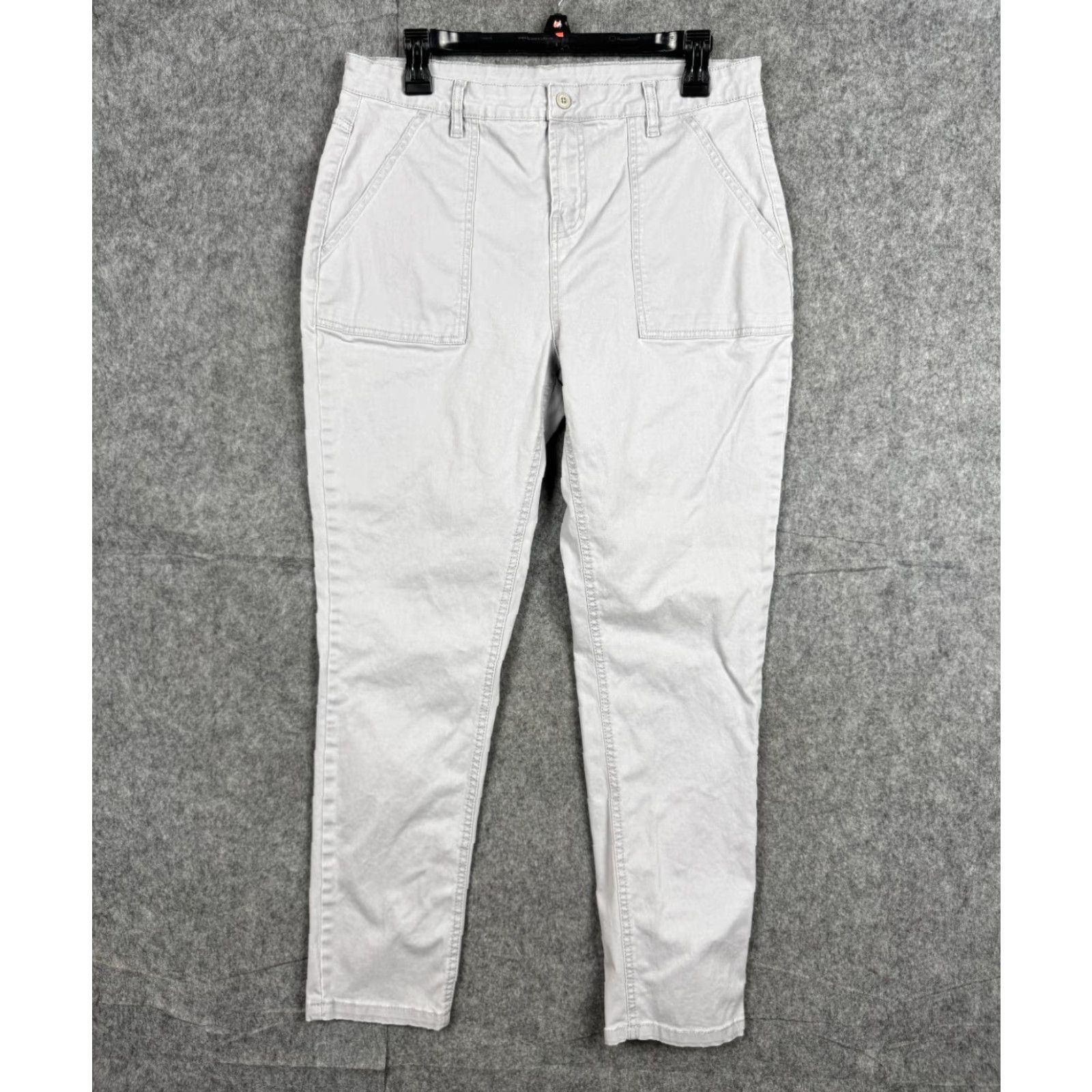 Vintage Wrap London Pants Women's 31 x 27 Gray Pockets Tapered Trousers/Ankle Twill Cotton Blend High Rise Regular Fit Casual Workwear 31 Waist Size 24" / US 00 / IT 34 - 2 Thumbnail