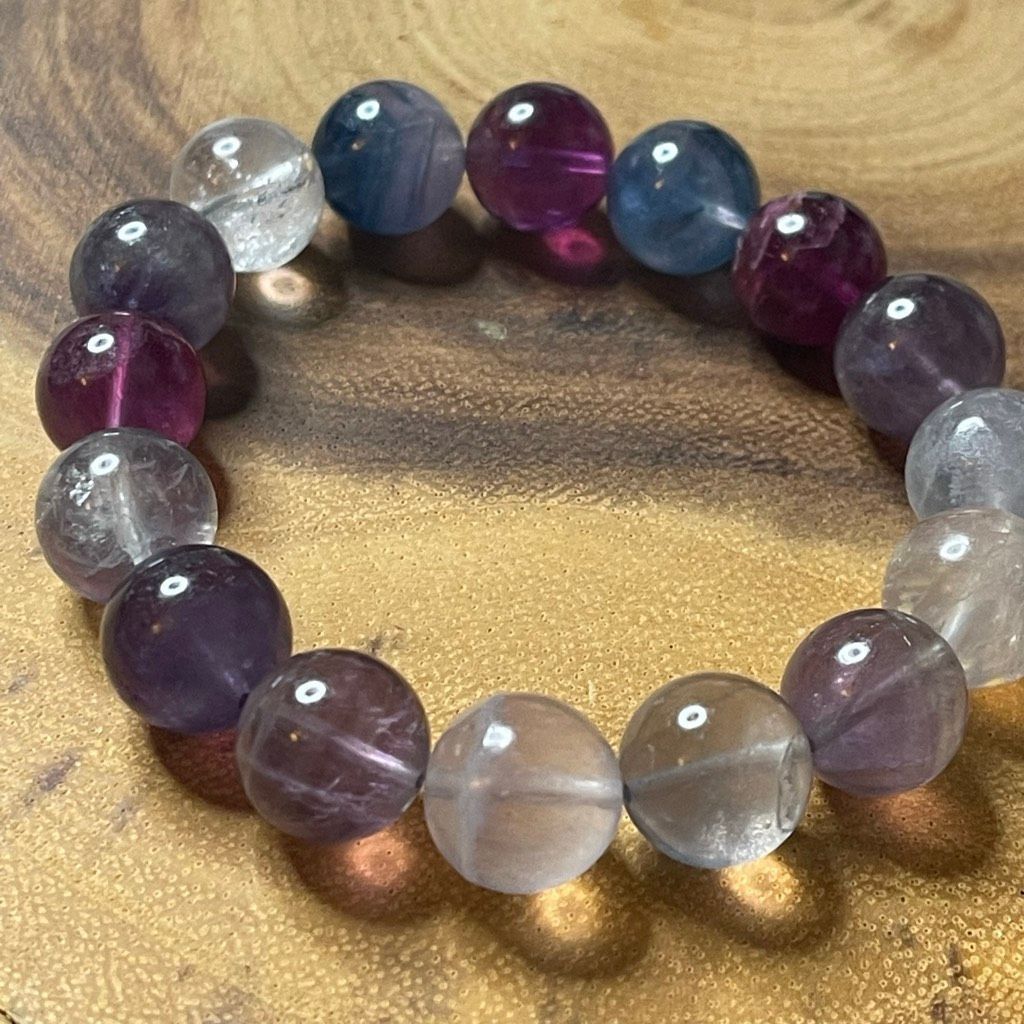 Other Fluorite bracelet striped layers rainbow colors stretch 12mm Size ONE SIZE - 4 Thumbnail