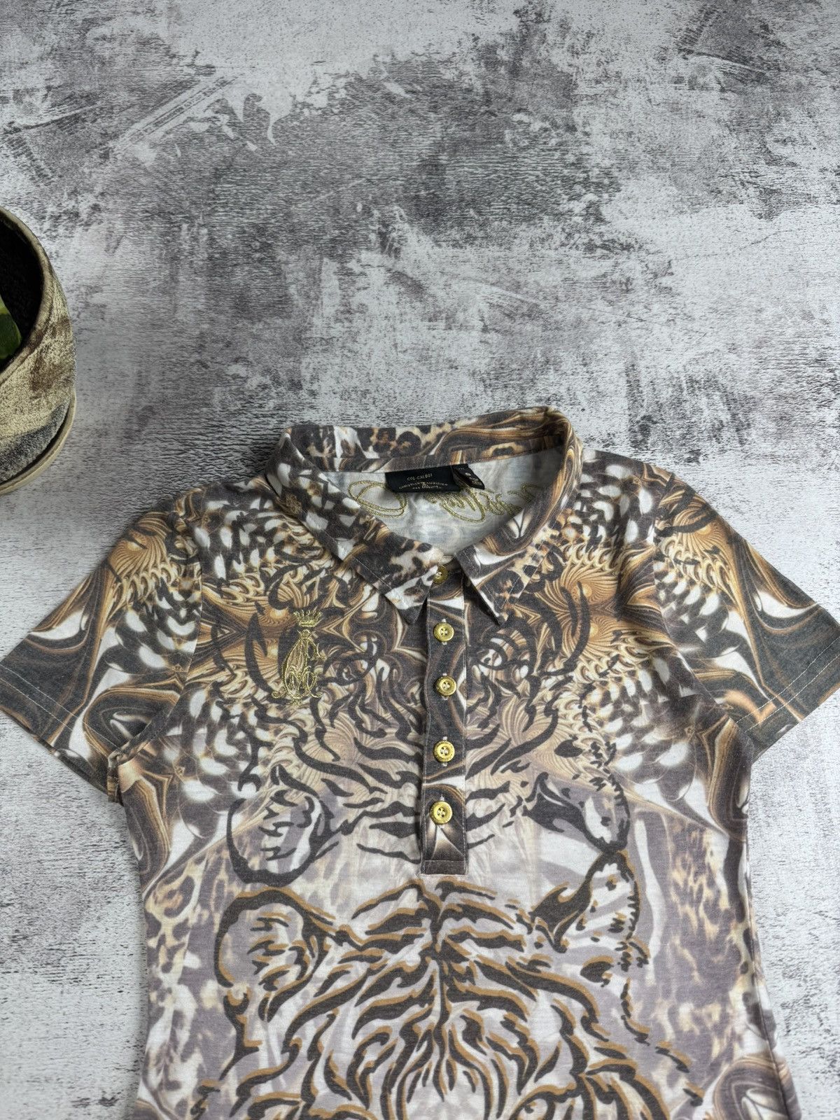 Christian Audigier Christian Audigier Embroidered Gold Tiger Leopard Y2K Jersey Women’s T Shirt Top Size S / US 4 / IT 40 - 8 Thumbnail