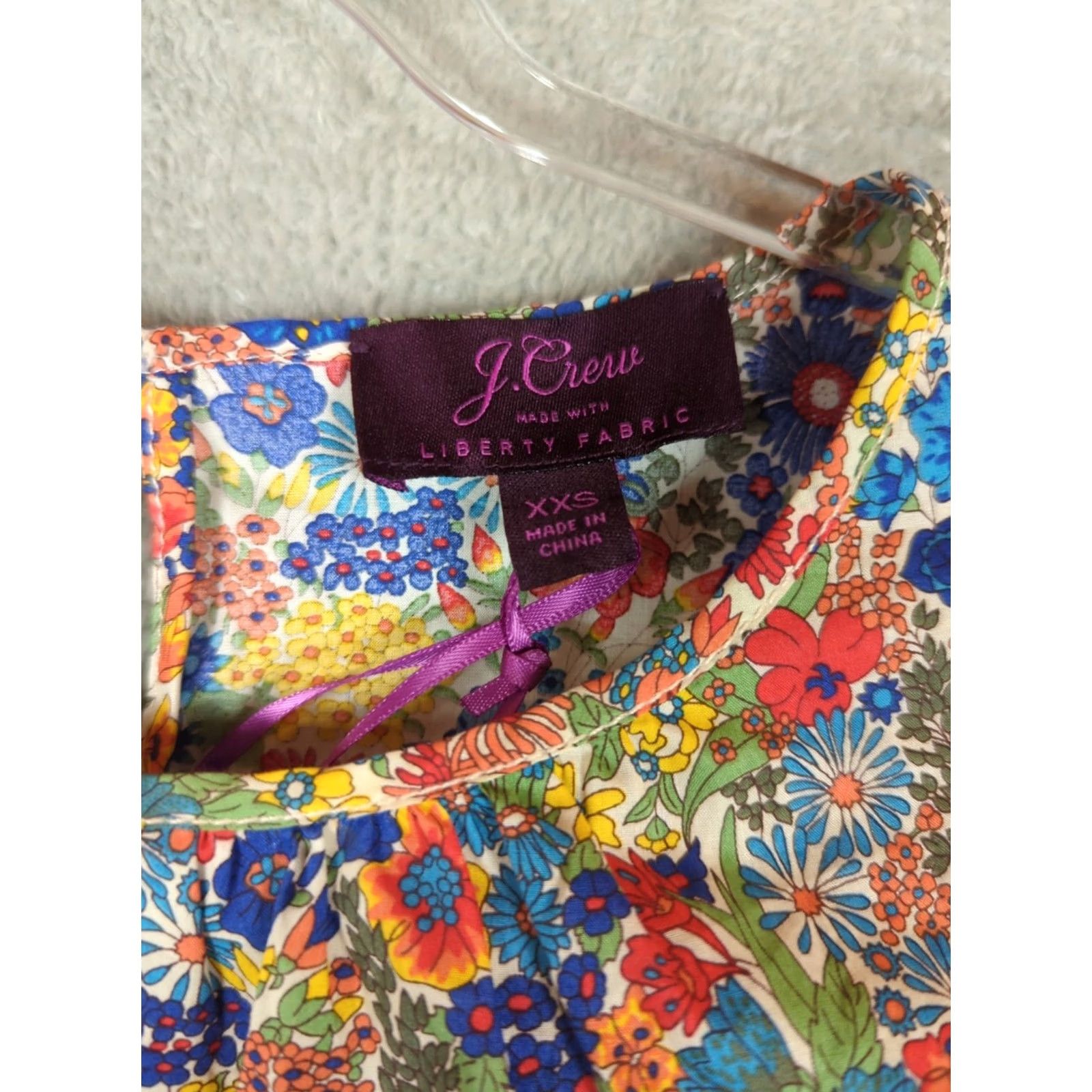 J.Crew J.CREW Cotton Poplin Top in Liberty Margaret Annie Floral Print Womens XXS Multicolor Flutter Sleeve Round Neck Casual Shirt Blouse Size XXS / US 00 / IT 34 - 3 Thumbnail