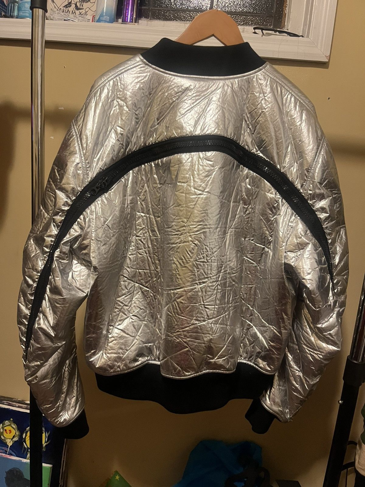 Dries Van Noten GRAIL Rare Silver Metallic Backzip Bomber Jacket Size US L / EU 52-54 / 3 - 2 Thumbnail