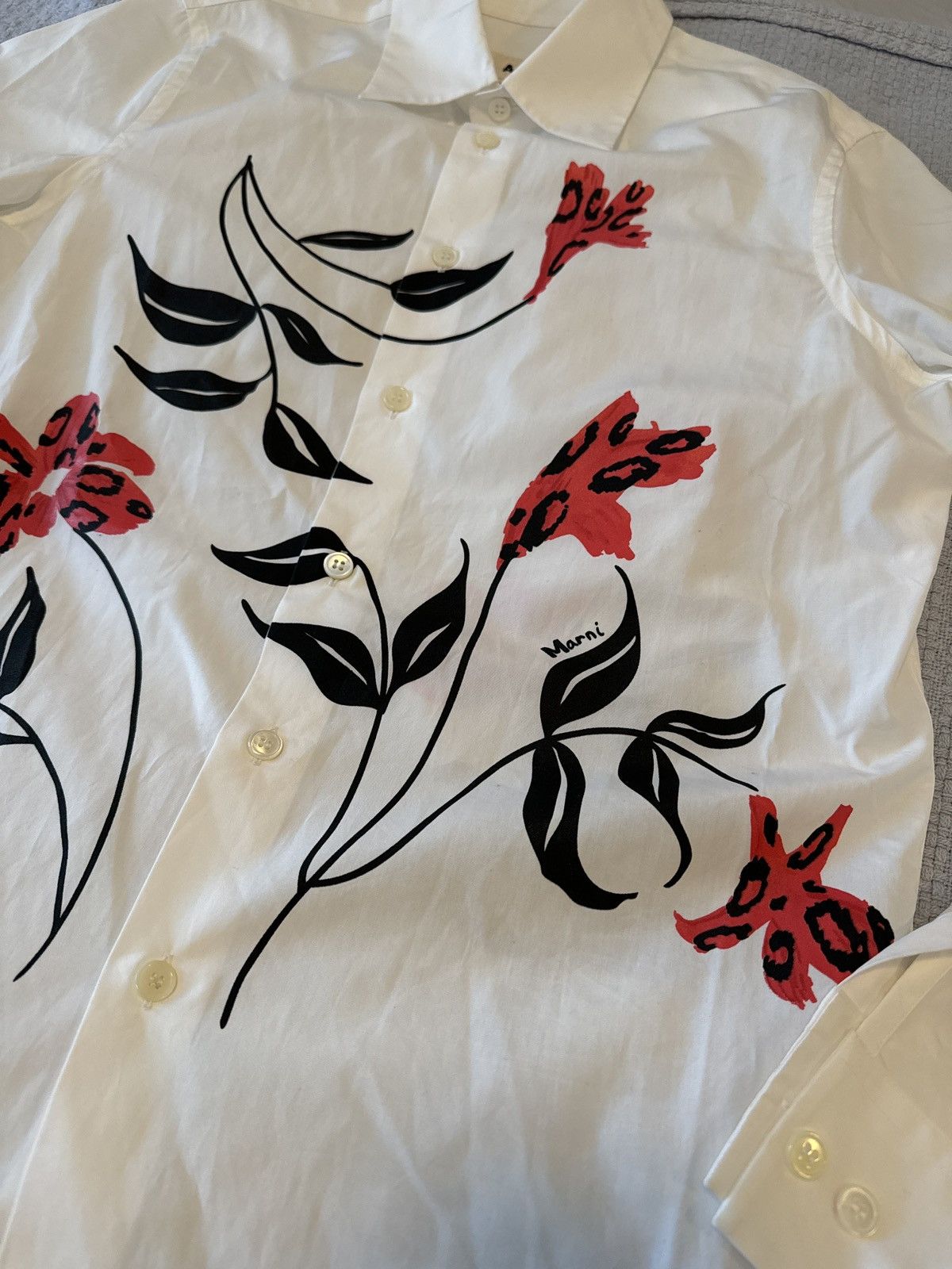 Marni Marni Men’s Floral Printed Button Up Long Sleeve Shirt Size US S / EU 44-46 / 1 - 3 Thumbnail