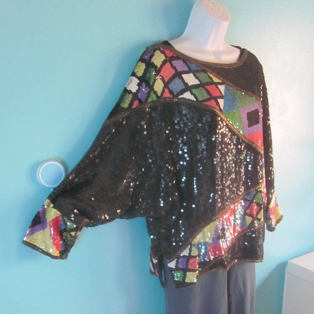 Vintage SCALA Vintage Sequin Top Womens Size L Long Dolman Sleeve Bl Size L / US 10 / IT 46 - 10 Thumbnail