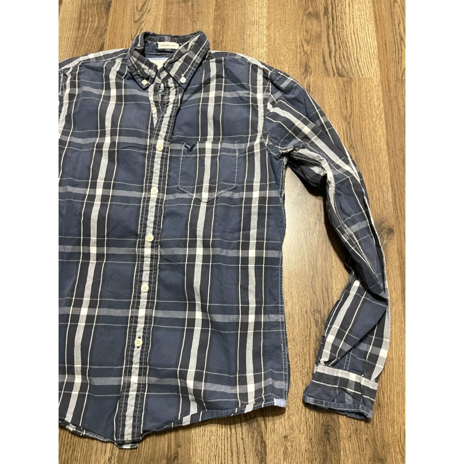 American Eagle Outfitters American Eagle Outfitters Shirt Mens XS Blue Plaid Button-Down Casual Long Sleeve Regular Collar Button-Up Size US XS / EU 42 / 0 - 4 Thumbnail