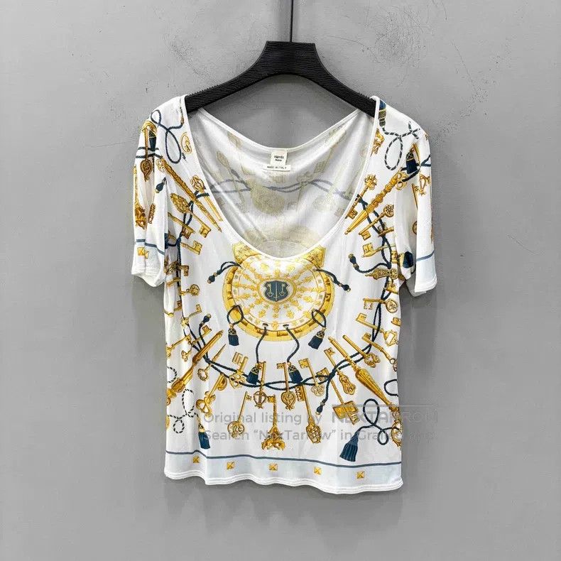 Hermes Hermes Gold Key Large Collar Short Sleeve Size XS / US 0-2 / IT 36-38 - 1 Thumbnail