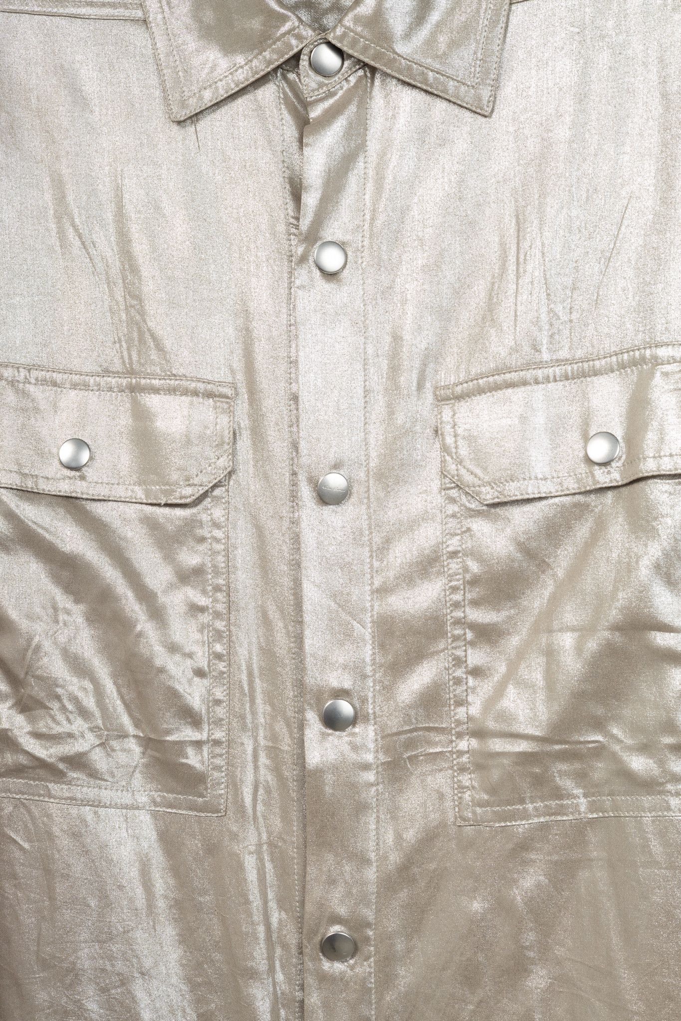 Rick Owens Rick Owens SS22 Fogachine Metallic Habotai Snap Shirt Size L / US 10 / IT 46 - 8 Thumbnail