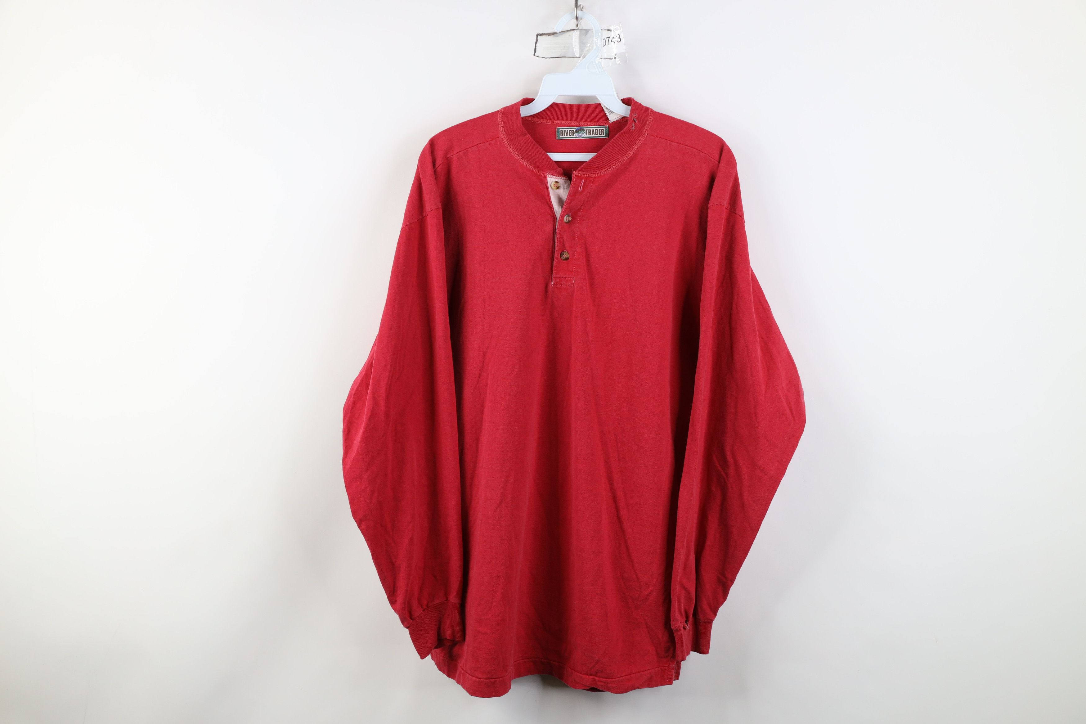 Vintage Vintage 90s Streetwear Blank Long Sleeve Henley T-Shirt Size US L / EU 52-54 / 3 - 1 Thumbnail