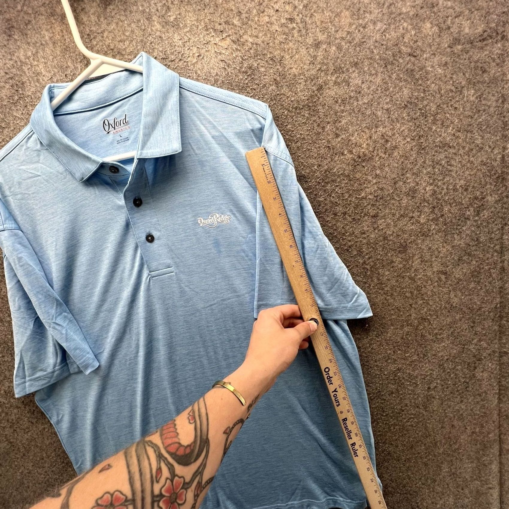Vintage VINTAGE Oxford America Polo Shirt Mens L Blue Solid Quail Ridge Logo Golf Casual Size US L / EU 52-54 / 3 - 5 Thumbnail