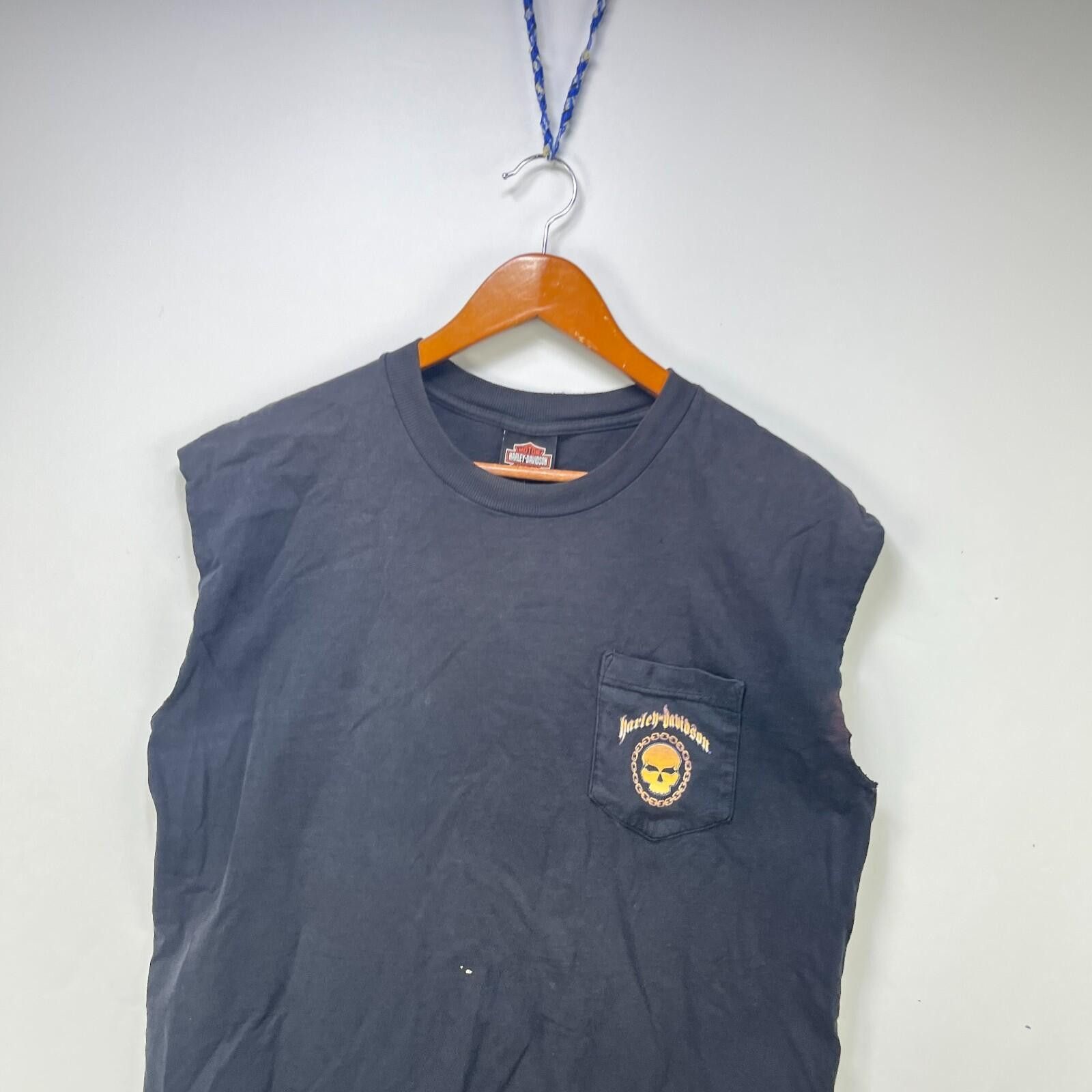 Harley Davidson Vintage Harley Davidson Faded Sleeveless Skull Shirt Large Size US L / EU 52-54 / 3 - 2 Thumbnail
