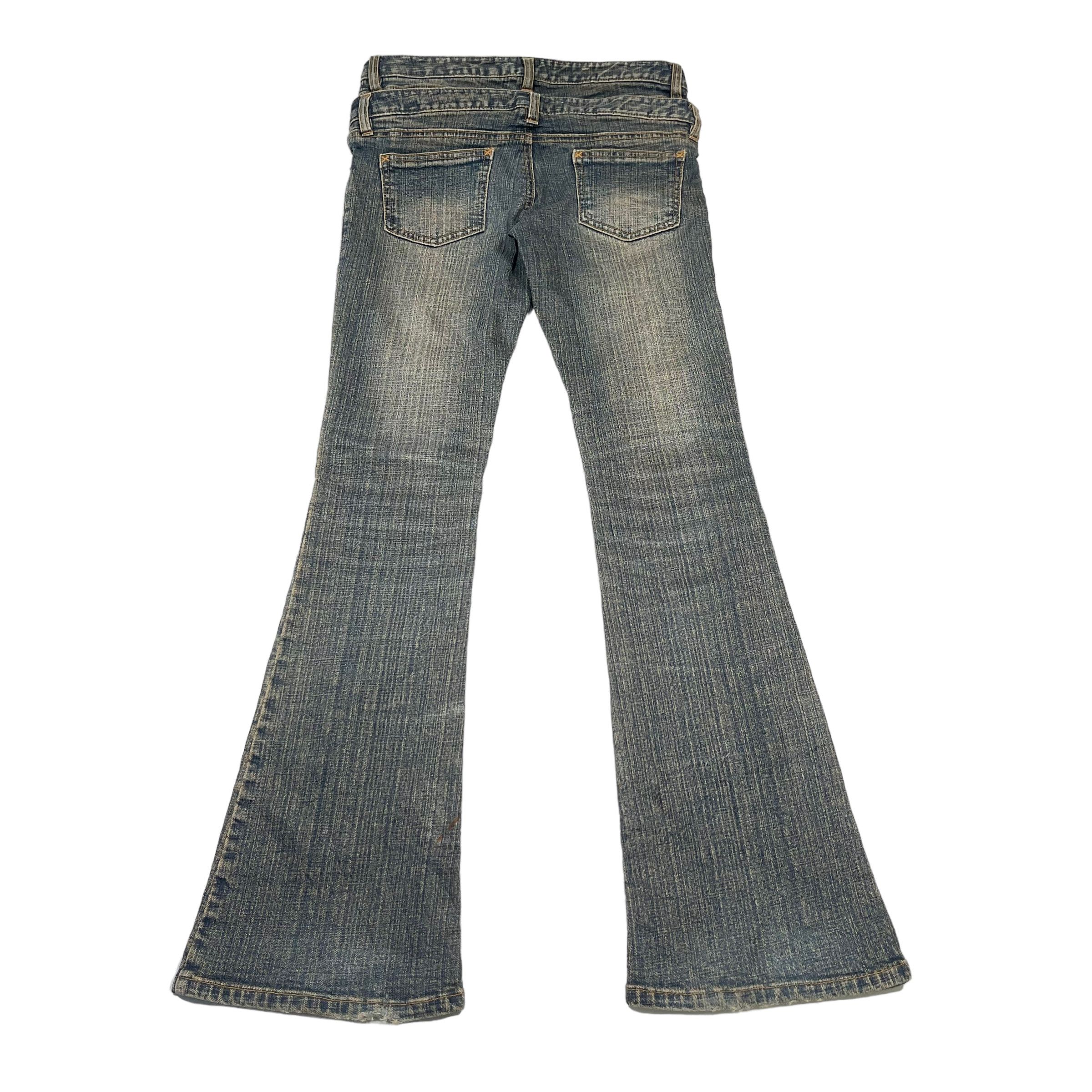 If Six Was Nine × KMRii × Tornado Mart Flare Double Waist Washed Punk Sick Denim Jeans Size US 29 - 2 Thumbnail