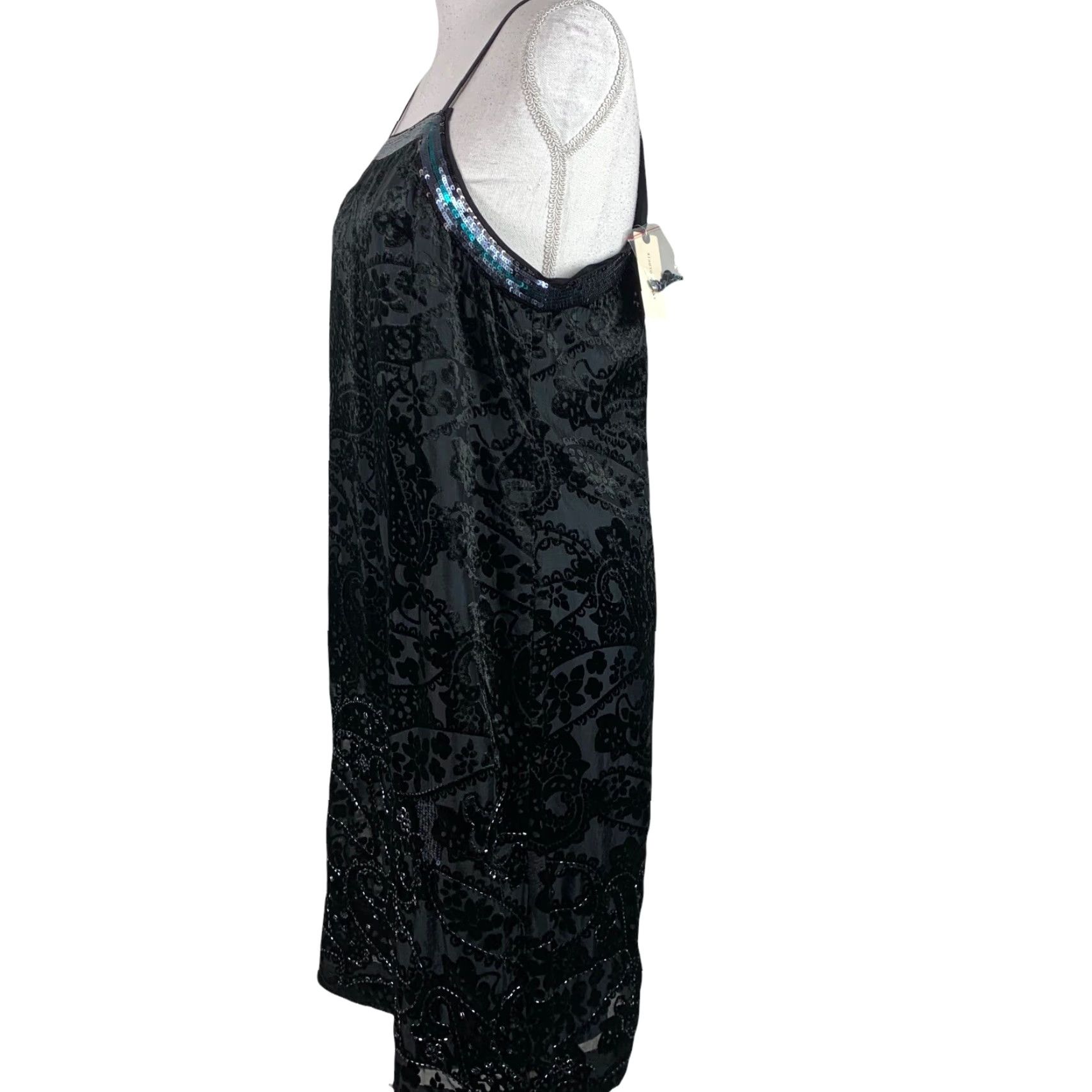 Moulinette Soeurs Dress Size 6 Anthropologie Beaded Sequins Velvet Paisley  Tank Black - threedaughtersproperties.com