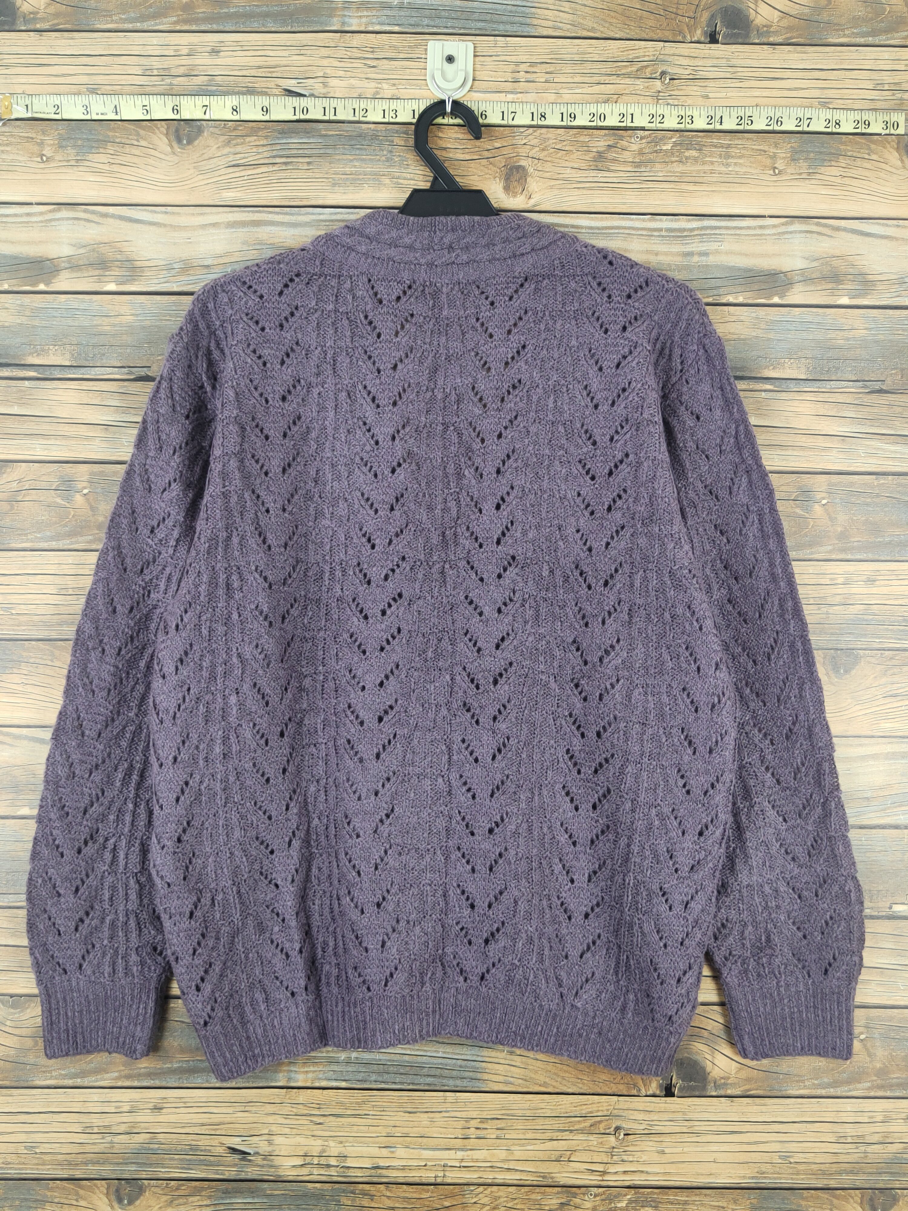 Japanese Brand Japan crochet vintage Purple Knitwear Cardigan #W1096 Size US L / EU 52-54 / 3 - 7 Thumbnail