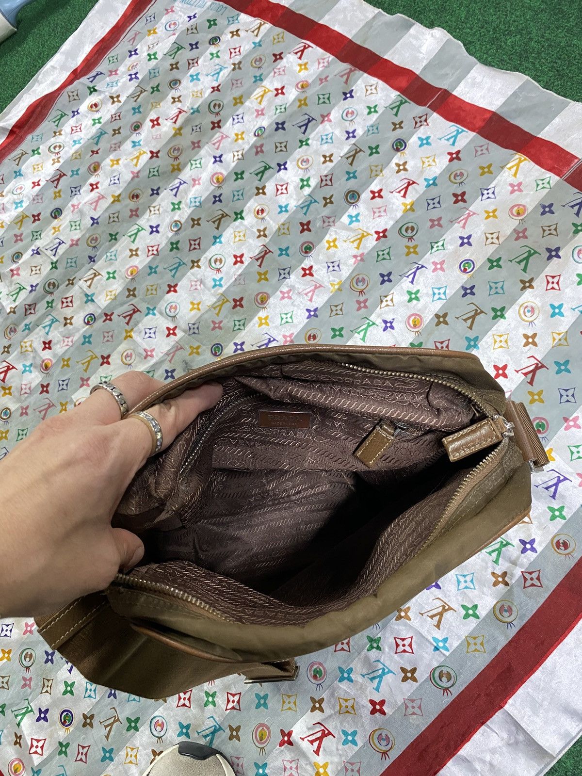 Prada Prada Vtg Brown Nylon Messenger Crossbody Bag Size ONE SIZE - 5 Thumbnail