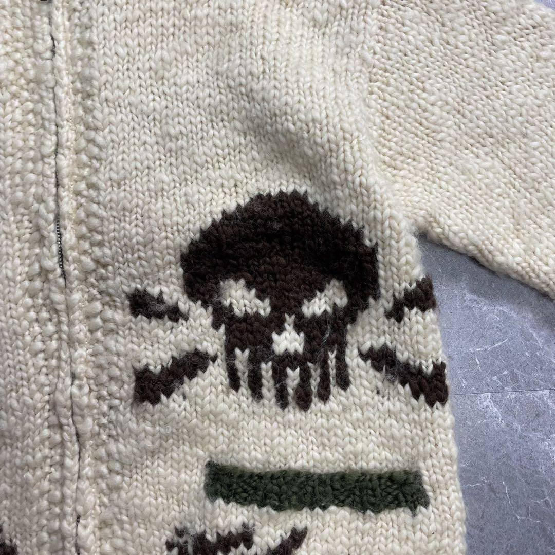 Vintage Cowichan Knit Sweater with Skull Design