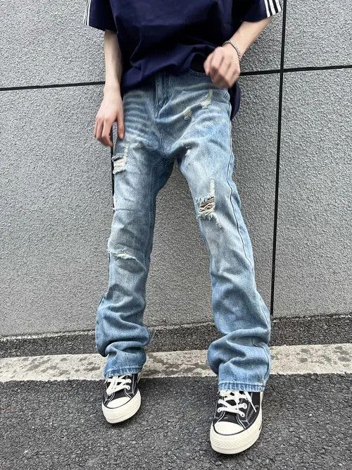 Other Yuuko x Ema Blue Distressed Stacked Denim Jeans Size US 32 / EU 48 - 6 Thumbnail