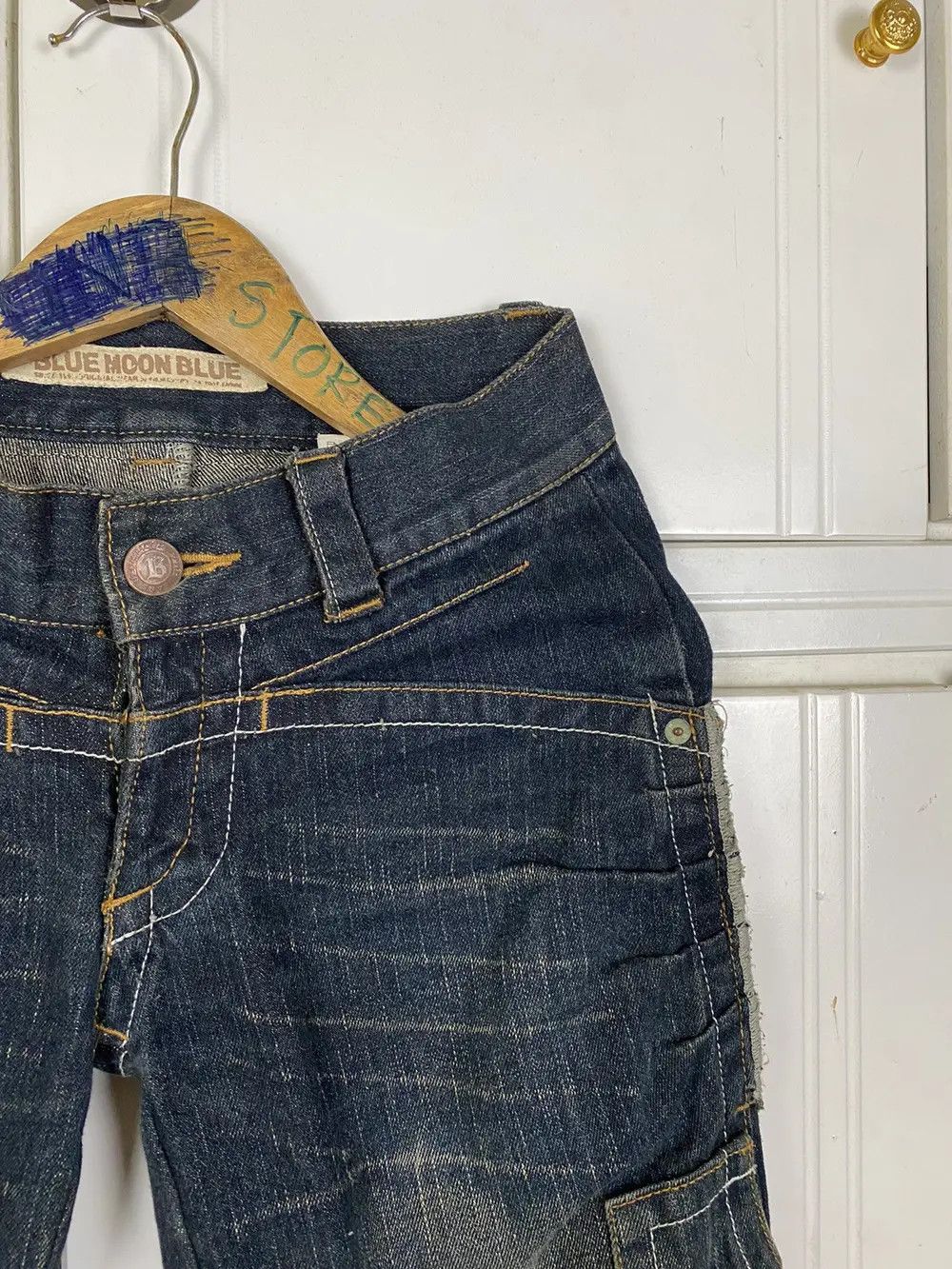 Japanese Brand × Vintage Vintage Double Waist Denim Blue Moon Blue Size US 30 / EU 46 - 4 Thumbnail