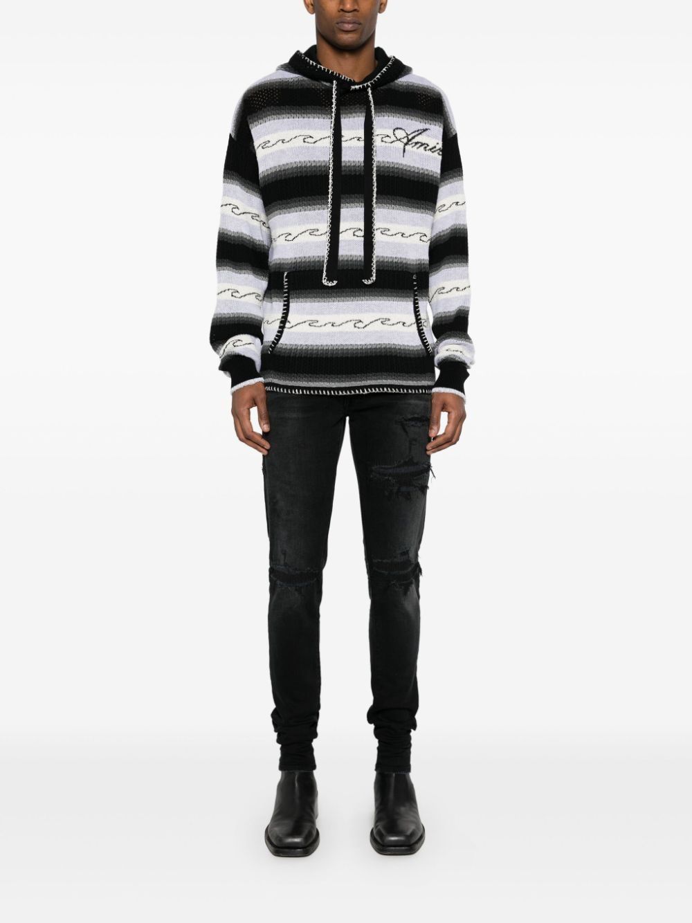Amiri o1orln1025 Wave Striped Hoodie in Multicolor Size US XL / EU 56 / 4 - 2 Thumbnail