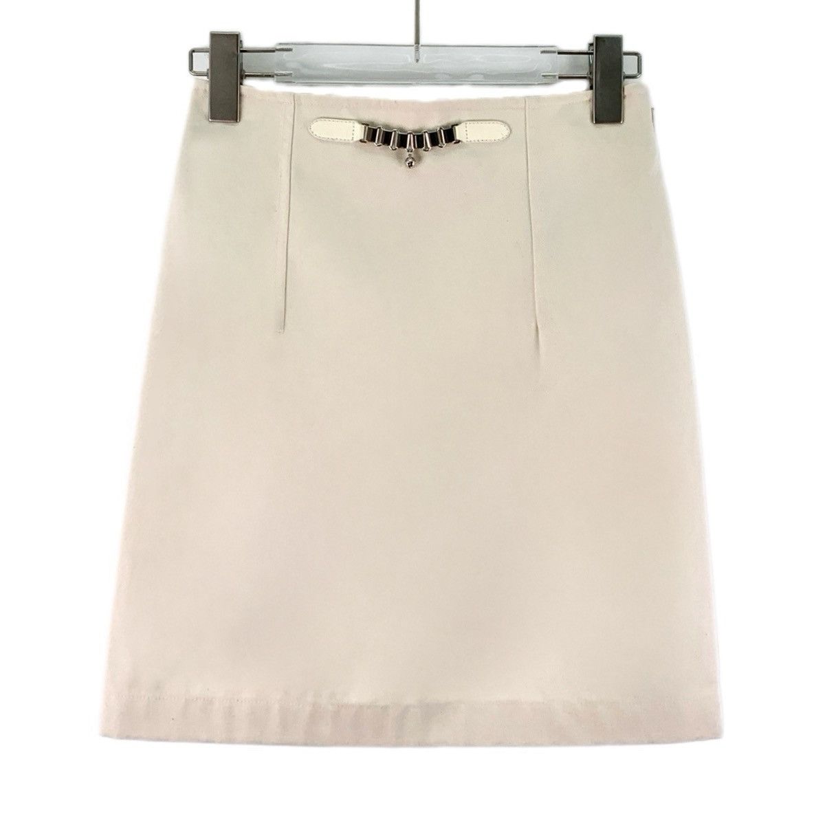 Hermes Hermes, Beige Bell Chain Decor Casual Skirt K26WX Size 26" / US 2 / IT 38 - 1 Thumbnail